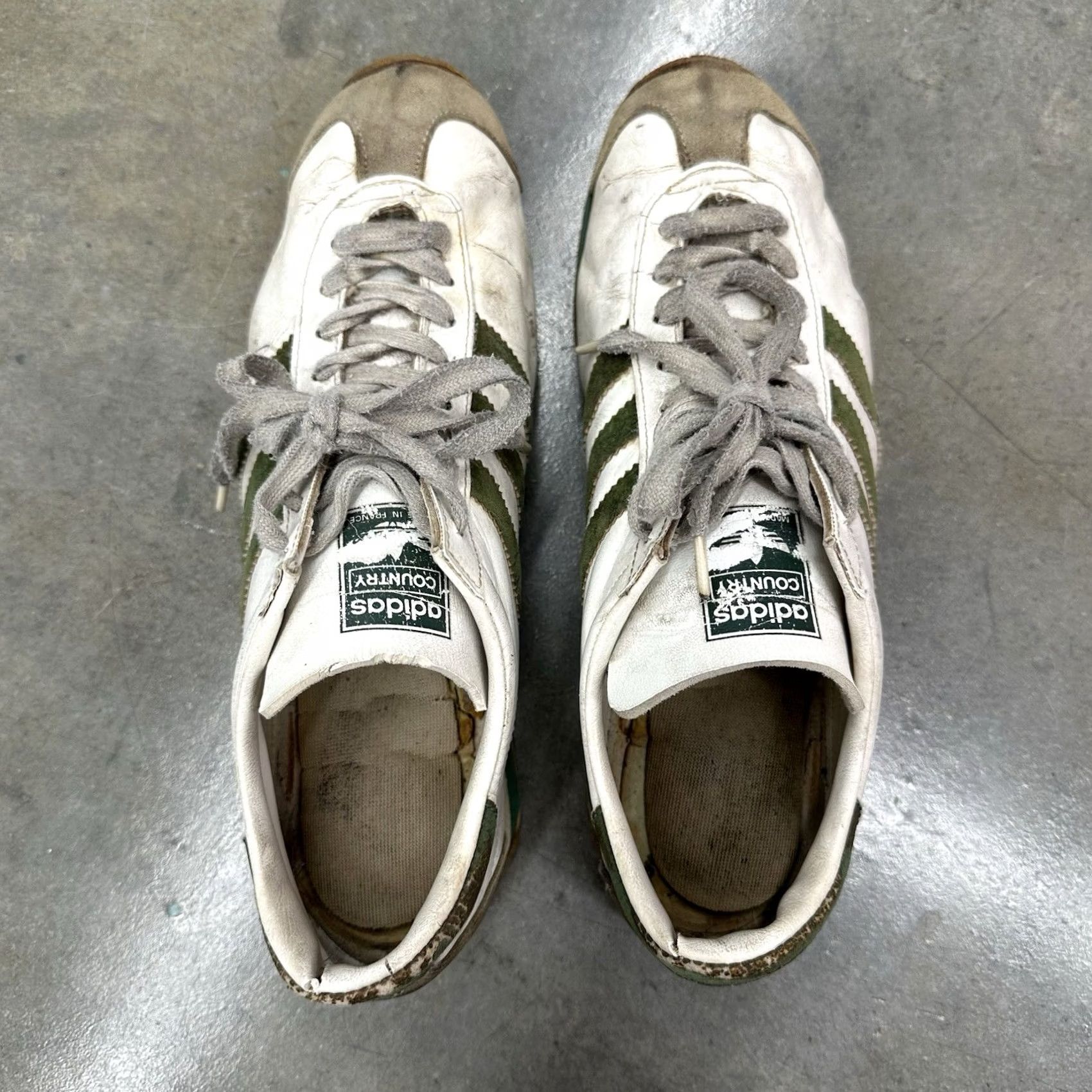 Adidas VINTAGE Adidas Country France Leather Mens 9.5 White Green 1970's Made In France Size US 10 / EU 43 - 4 Thumbnail