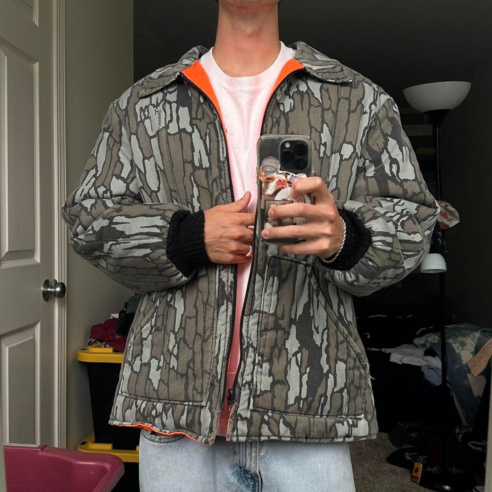 Vintage 80s Reversible Camo Tre Bark Quilt Hunting Jacket