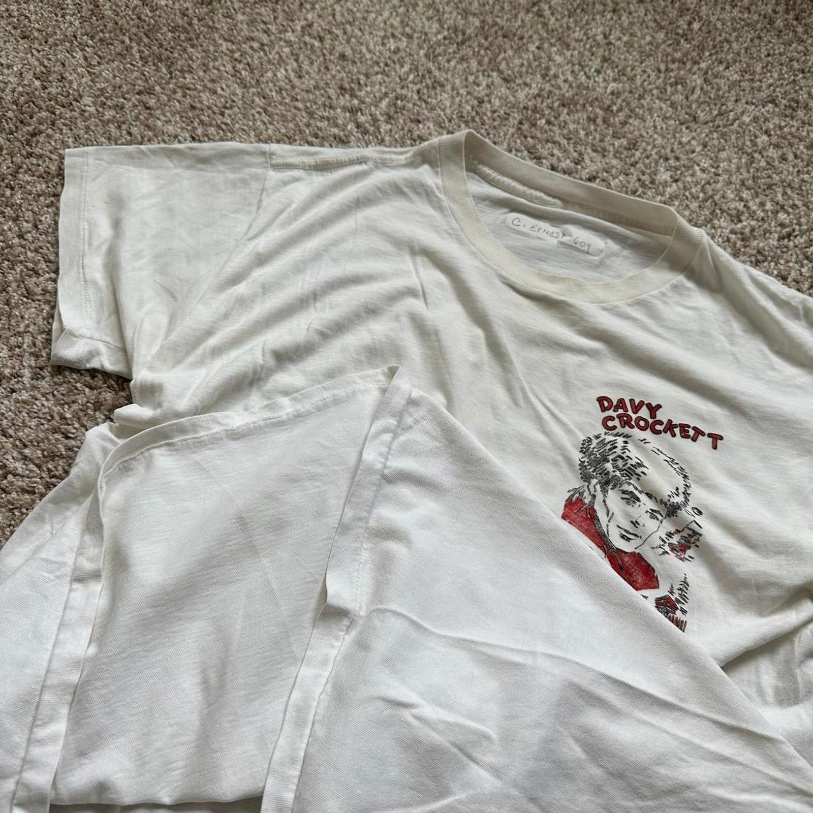 Vintage Rare Vintage 60s 70s Davey Crockett White Graphic Shirt Top Size US L / EU 52-54 / 3 - 8 Thumbnail