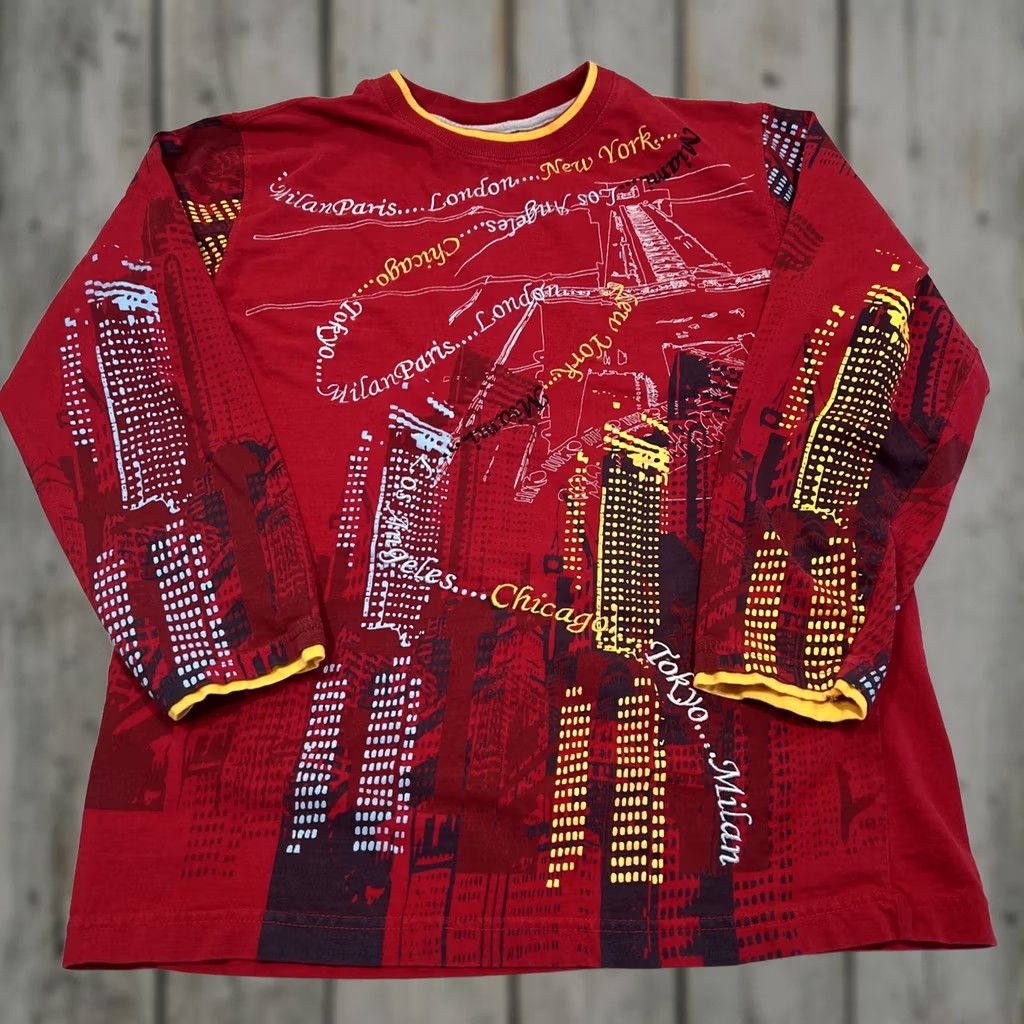 Vintage VINTAGE Paco Jeans Co Shirt Men’s XL Graphic Embroidery Paris Milan LA Chicago Red 3/4 Sleeve T-Shirt World Travel Men’s XL Embroidered Cotton Size US XL / EU 56 / 4 - 1 Thumbnail