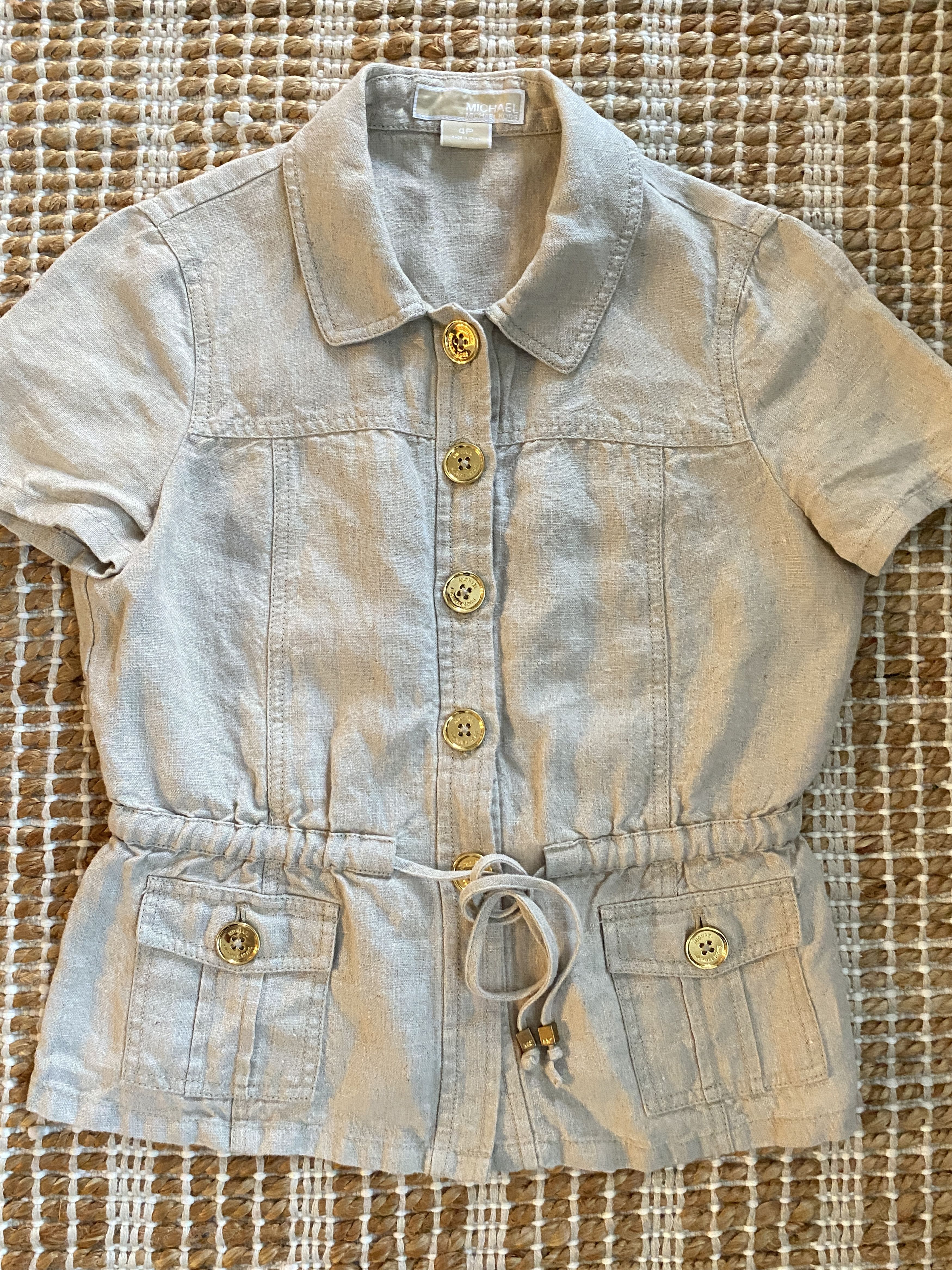 Michael Kors Michael Kors Black Linen Short Sleeve Button-Down Blouse Size S / US 4 / IT 40 - 7 Thumbnail