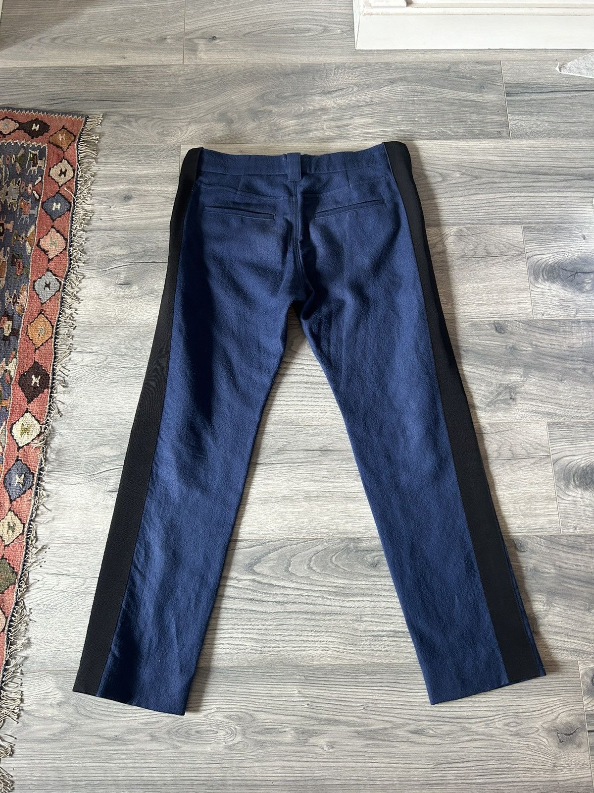 Haider Ackermann Blue Linen / Fleece Wool Blend Side Stripe Pants Size US 34 / EU 50 - 16 Thumbnail