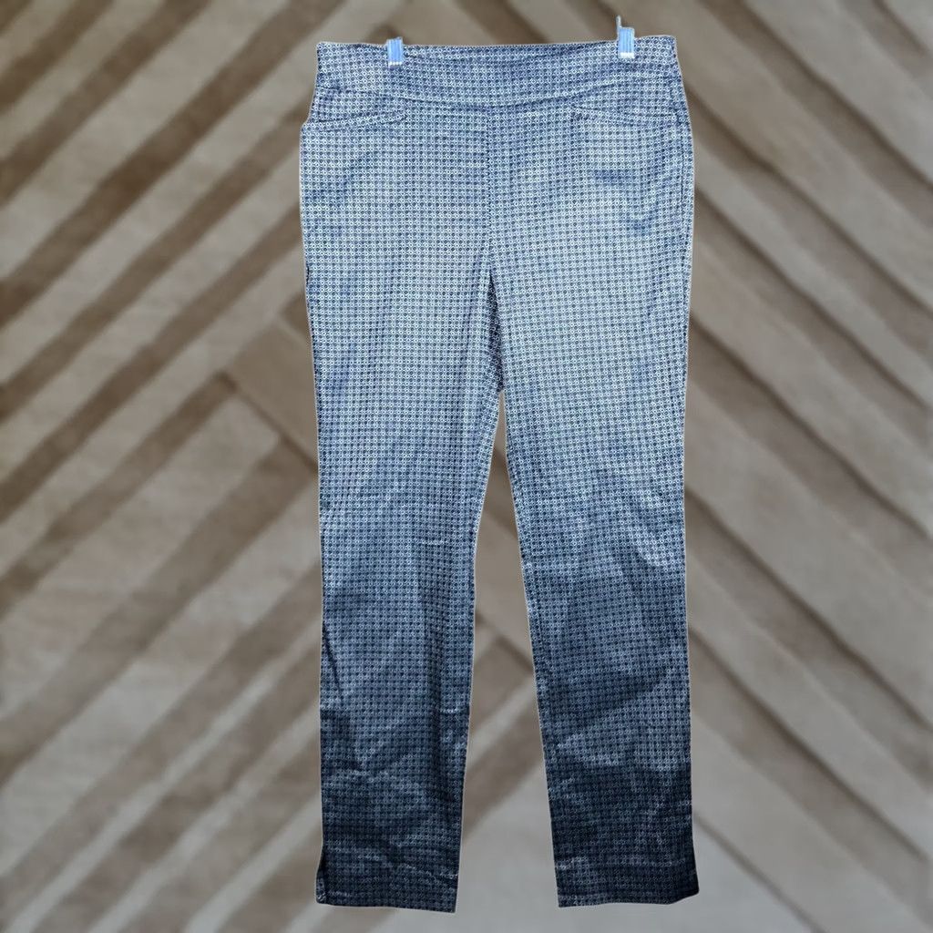 Vintage Chico's Womens Pants Black Silver Pattern Pull On High Rise Stretch Ankle 0.5 (S) Size 28" / US 6 / IT 42 - 1 Thumbnail