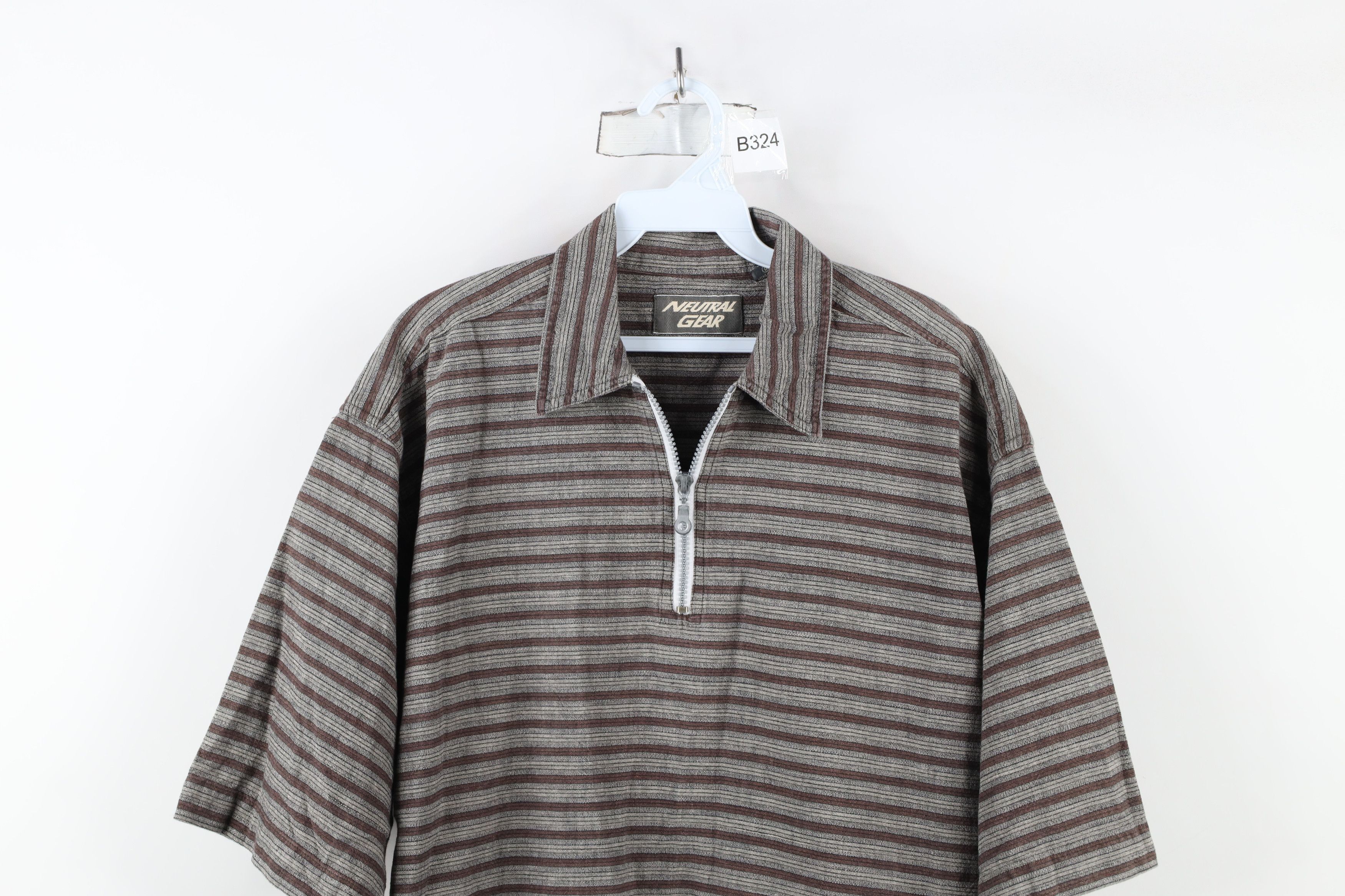 Vintage Vintage 90s Streetwear Striped Baggy Fit Half Zip Polo Shirt Size US L / EU 52-54 / 3 - 2 Thumbnail