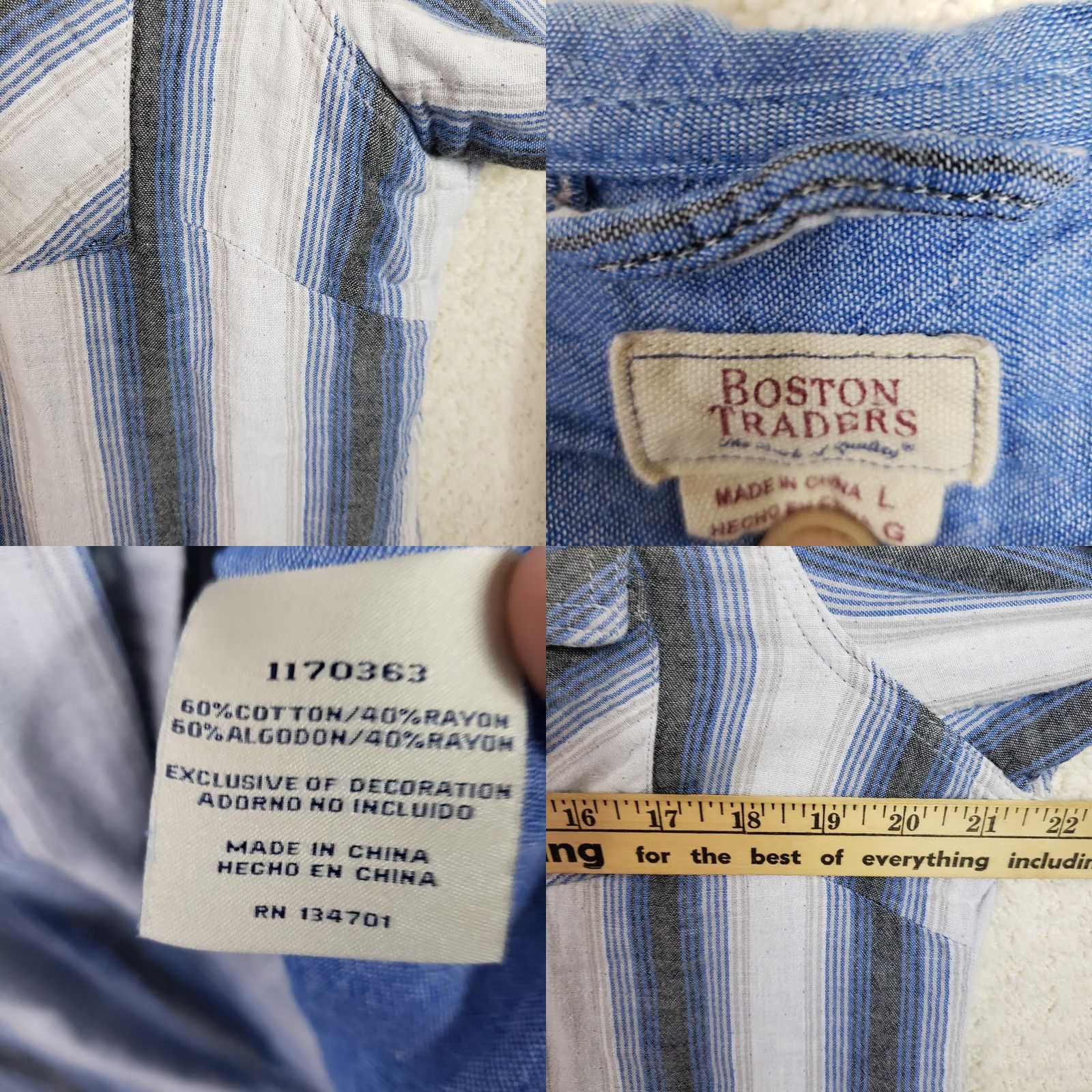 Vintage Boston Traders Flannel Pullover Shirt Women's L Blue Hooded Striped Long Sleeve Size L / US 10 / IT 46 - 9 Thumbnail