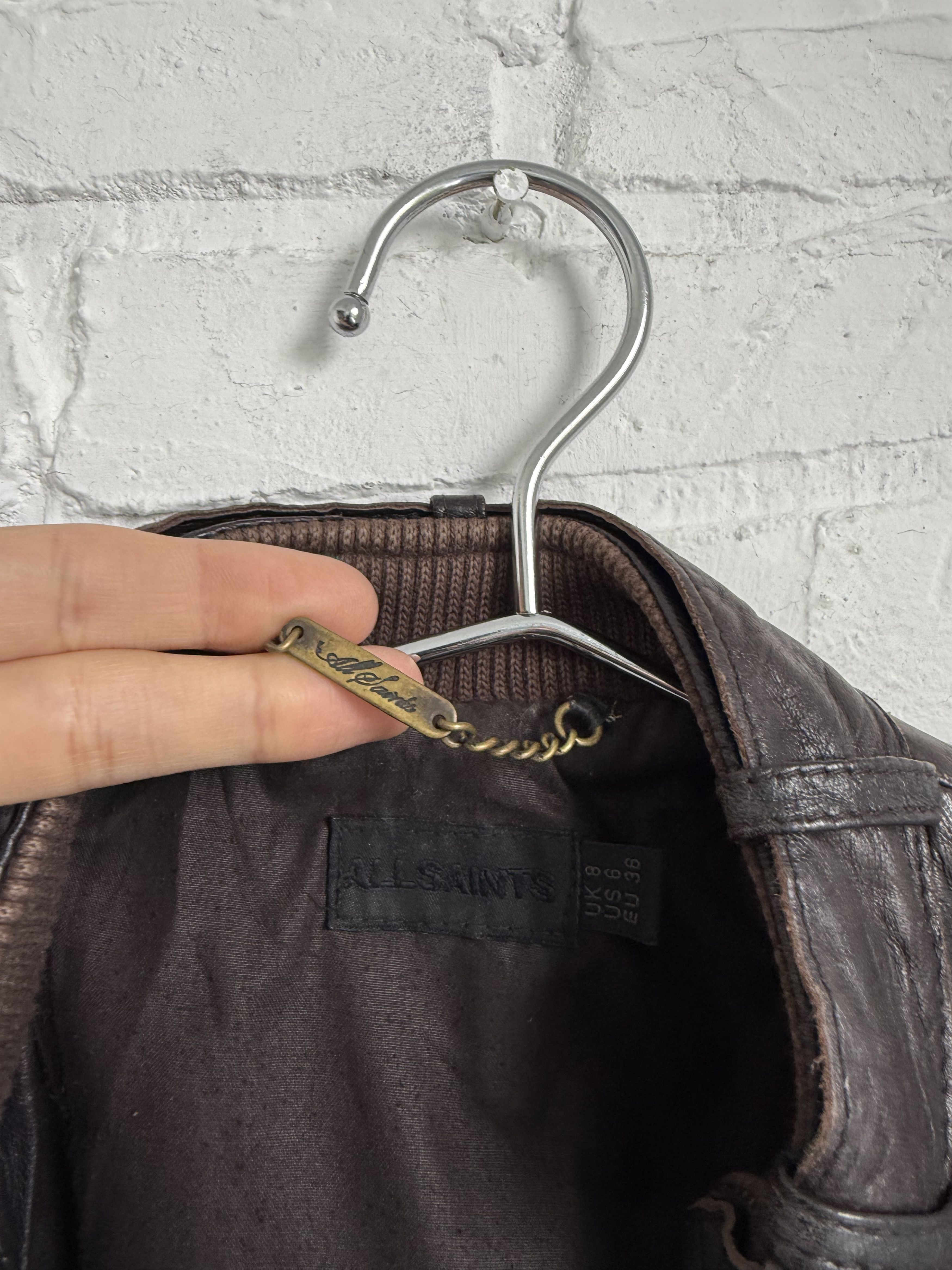 Allsaints × Vintage Vintage 2000s y2k Allsaints brown leather jacket Size XS / US 0-2 / IT 36-38 - 3 Thumbnail