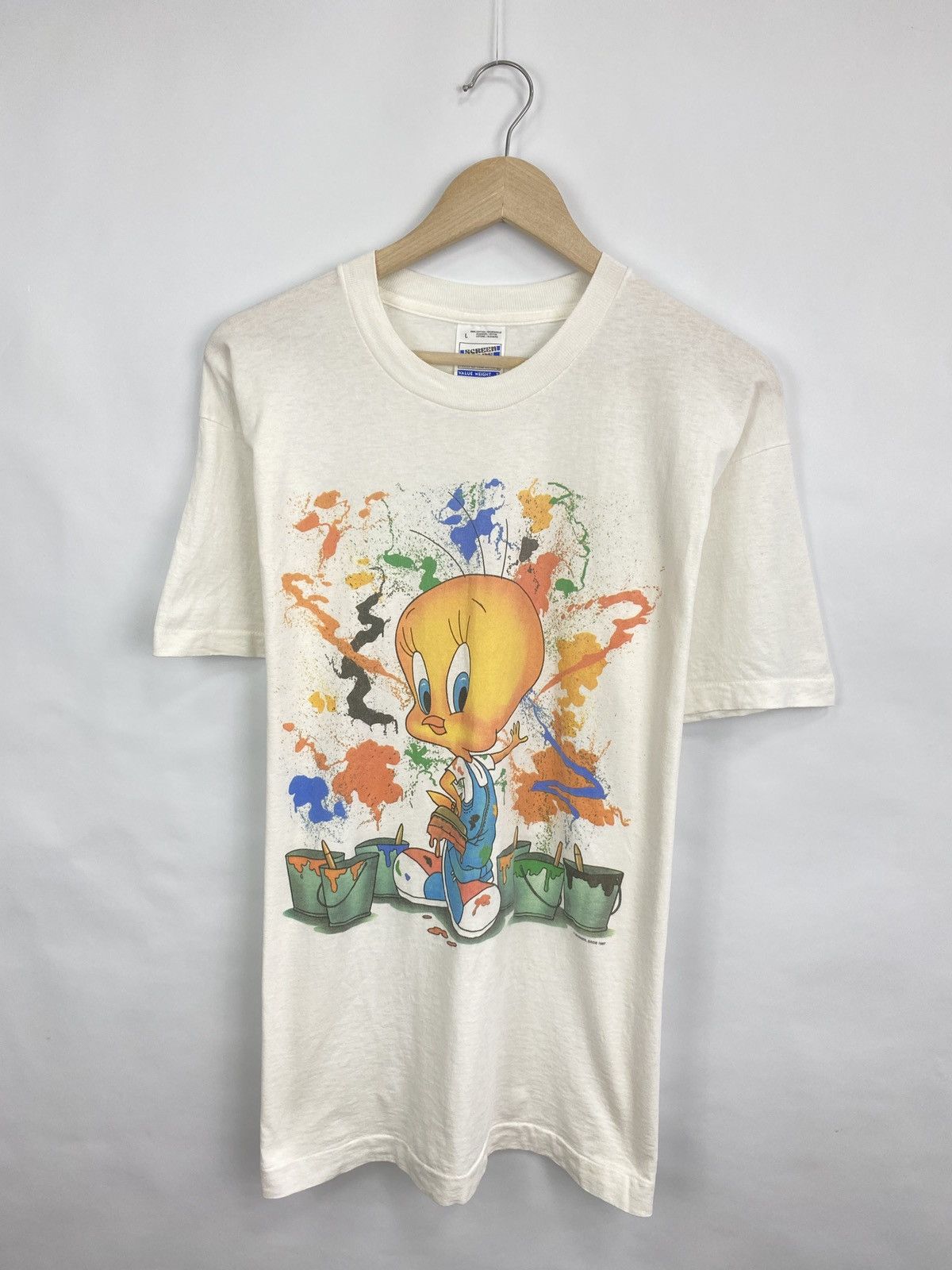 Cartoon Network 🇺🇸 Vintage 1997 Tweety Art Sylvester Movie World t-shirt Y2K Size US L / EU 52-54 / 3 - 3 Thumbnail