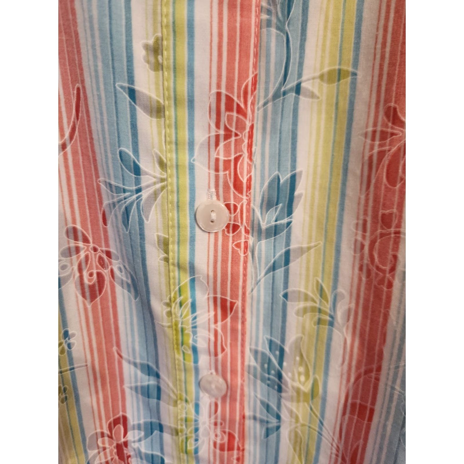 Vintage VINTAGE Alfred Dunner Woman Floral Red Green Blue Stripe Short Sleeve Camp Shirt 22W Size 3XL / US 20-22 - 5 Thumbnail