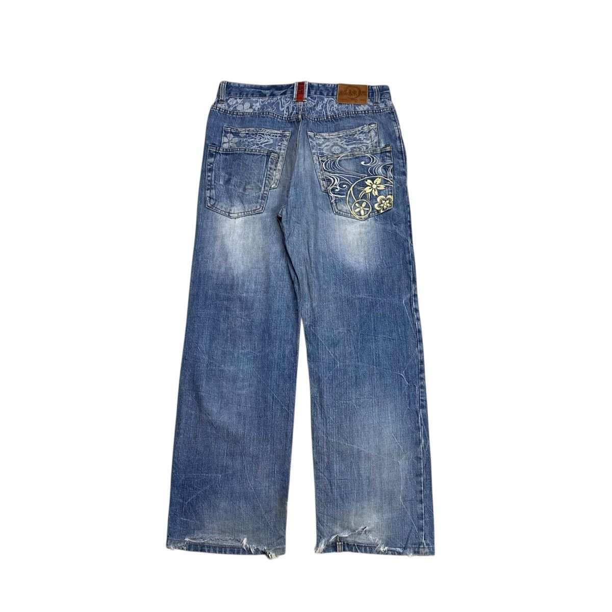 Karakuri Tamashii 6 pocket Distressed WashedBlue Denim Pants