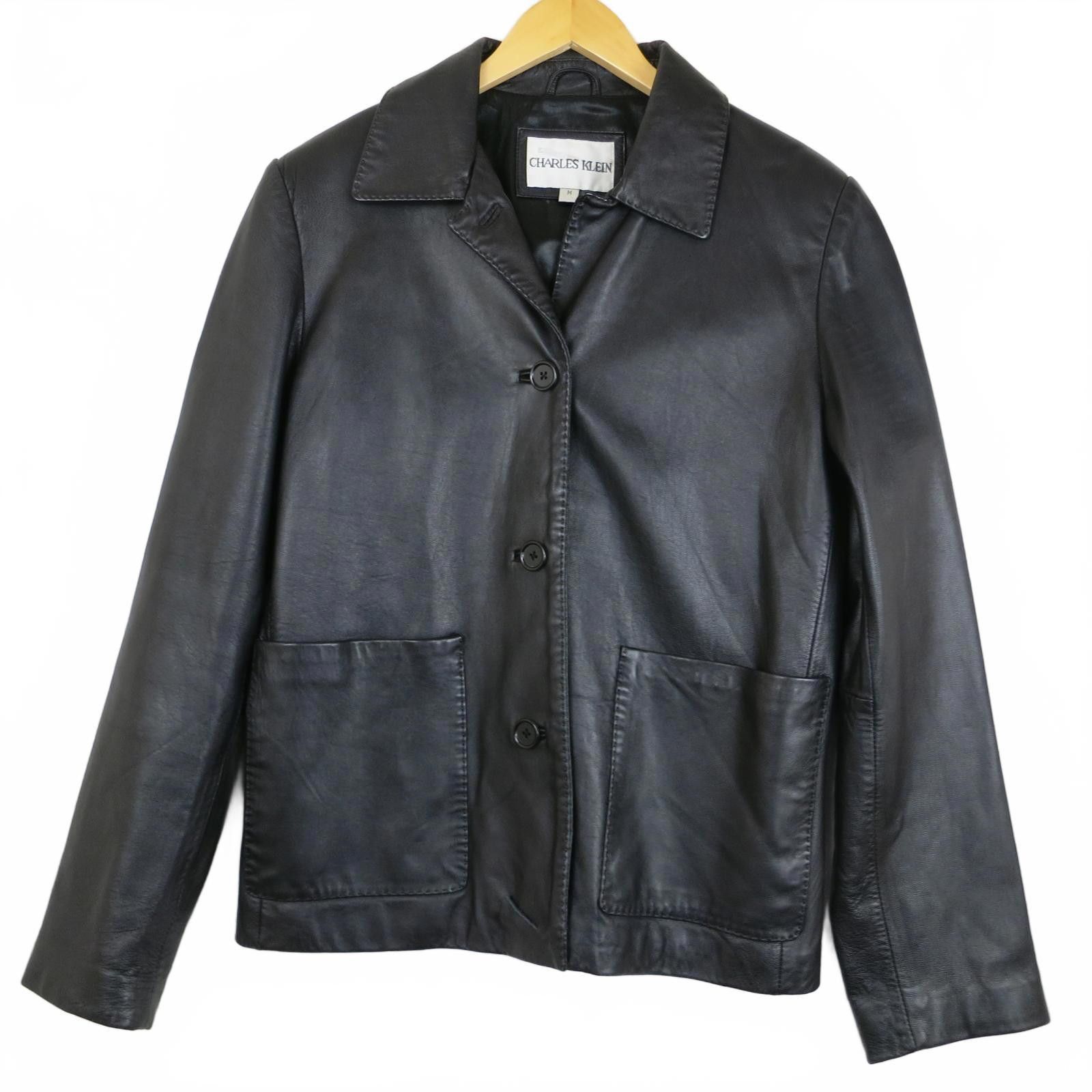 Other Charles Klein Black Leather Button-Up Jacket Women's M Size M / US 6-8 / IT 42-44 - 1 Thumbnail