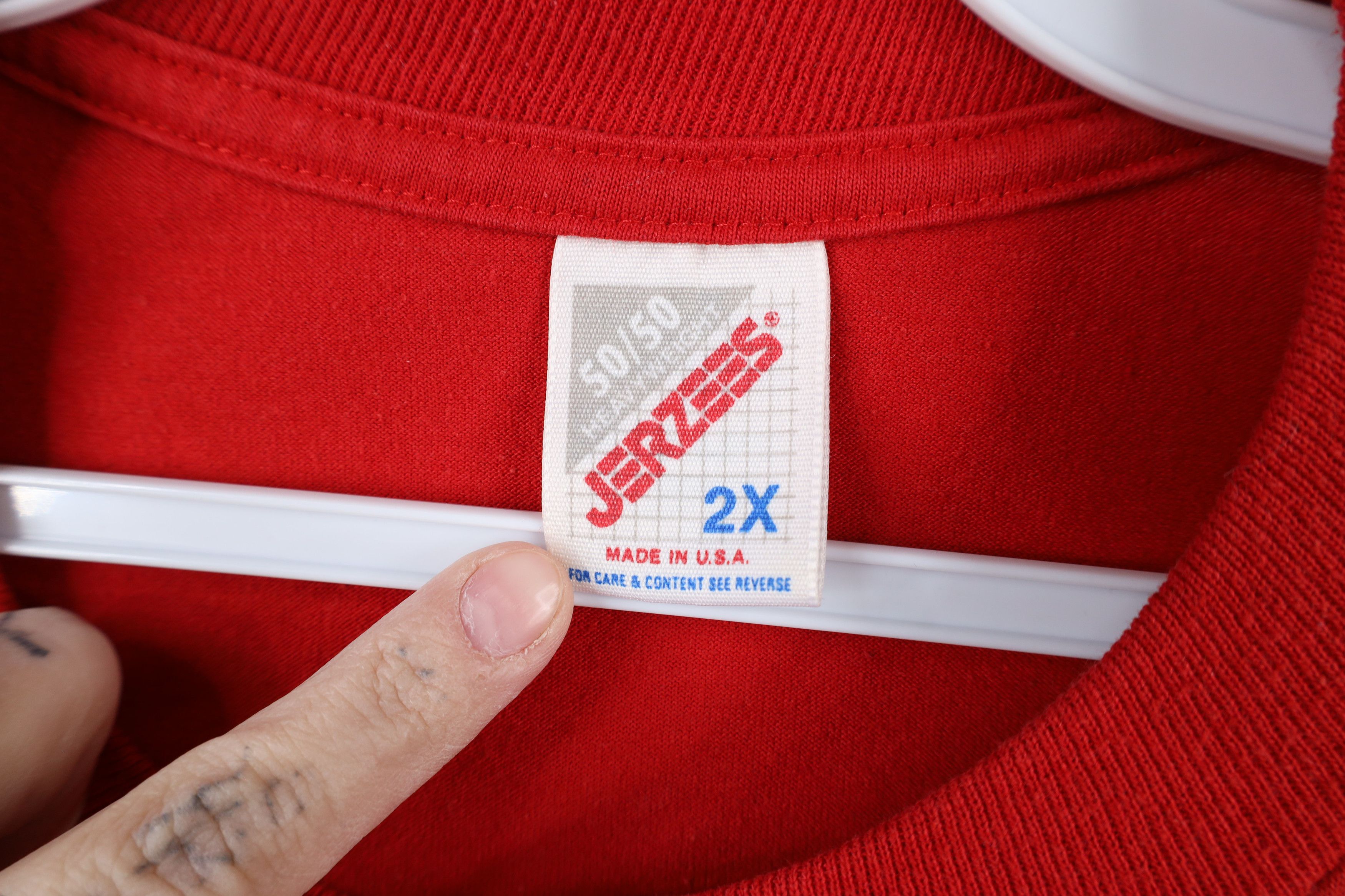 Vintage Vintage 90s Streetwear Blank Short Sleeve T-Shirt Red USA Size US XXL / EU 58 / 5 - 4 Thumbnail