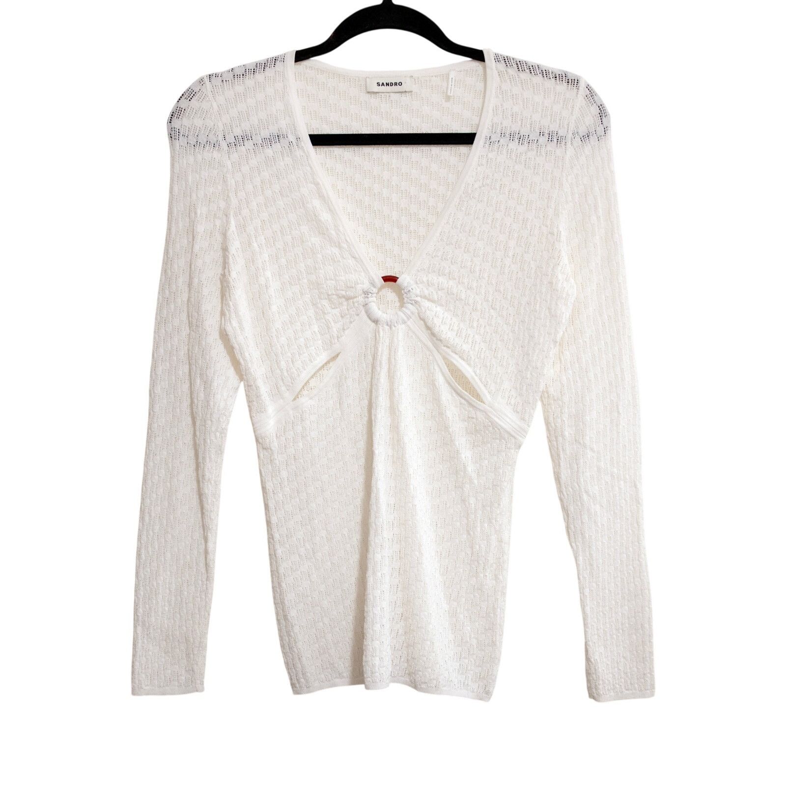 Sandro Sandro Tahys Pointelle Ring Top Size L / US 10 / IT 46 - 3 Thumbnail