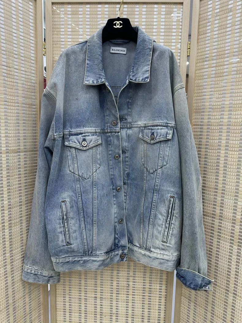 Balenciaga Balenciaga Flag Embroidery Denim Jacket Size US S / EU 44-46 / 1 - 1 Thumbnail