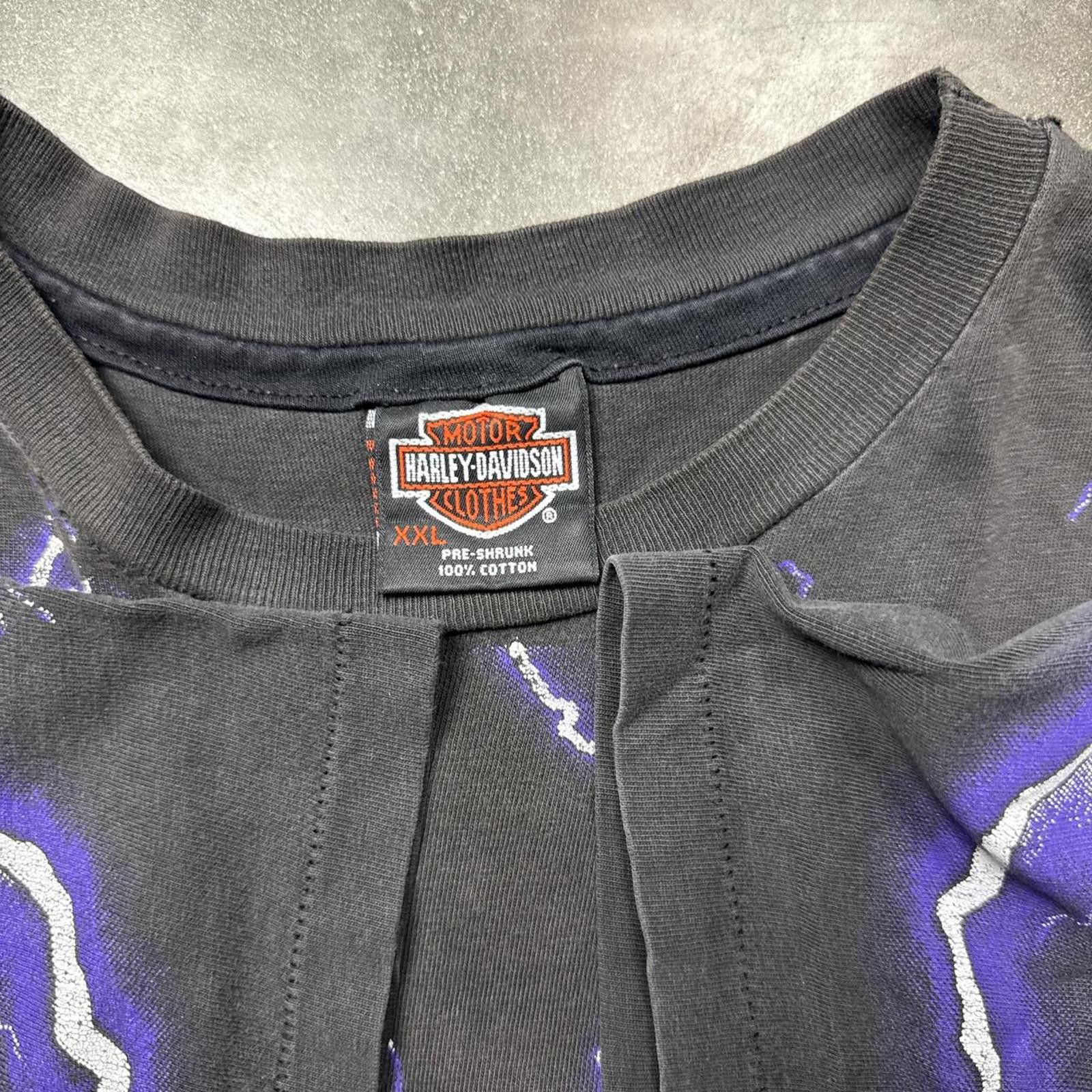 Harley Davidson Harley Davidson Thunder Lightning AOP Vintage Faded T-Shirt Size US XXL / EU 58 / 5 - 6 Thumbnail
