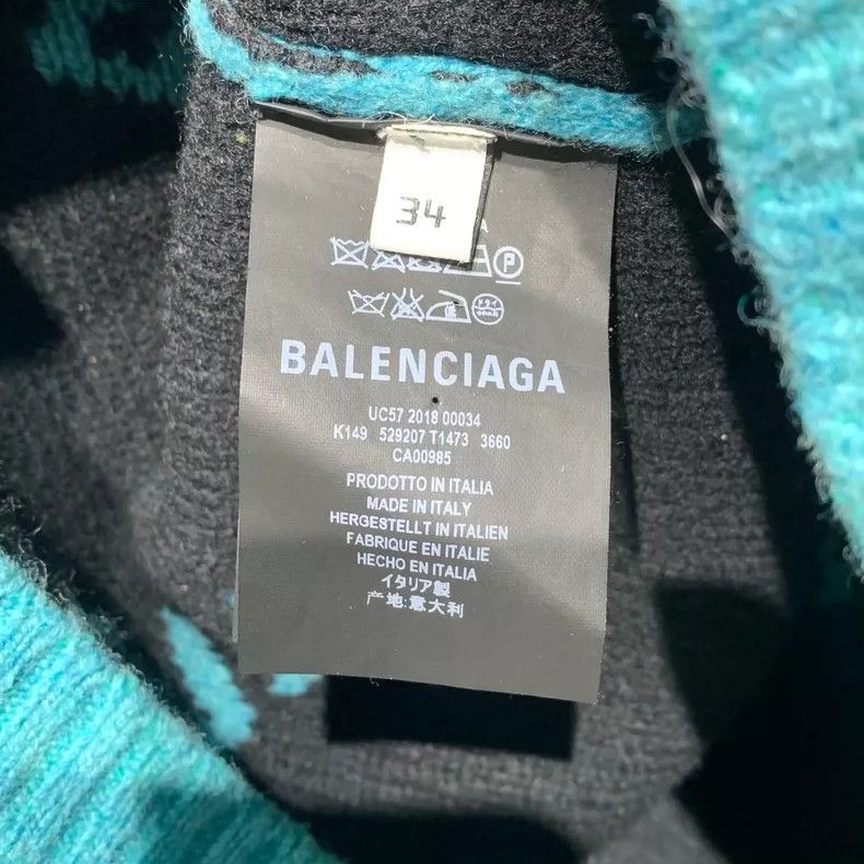 Balenciaga Balenciaga size 34 Lake Blue Full Print Knit Sweater/Size Size XS / US 0-2 / IT 36-38 - 4 Thumbnail