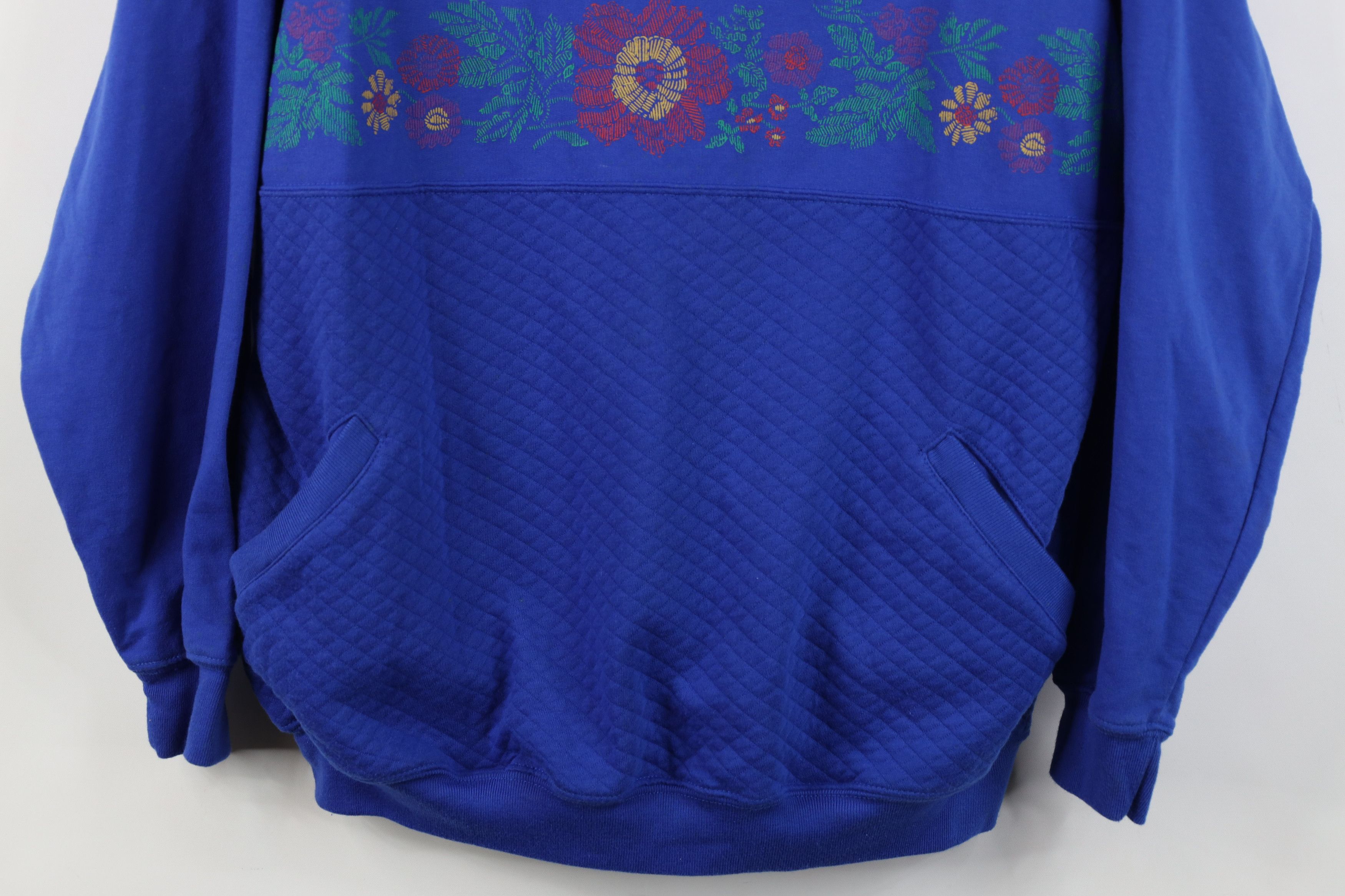 Vintage Vintage 90s Streetwear Lightweight Flower Sweatshirt Blue Size L / US 10 / IT 46 - 3 Thumbnail