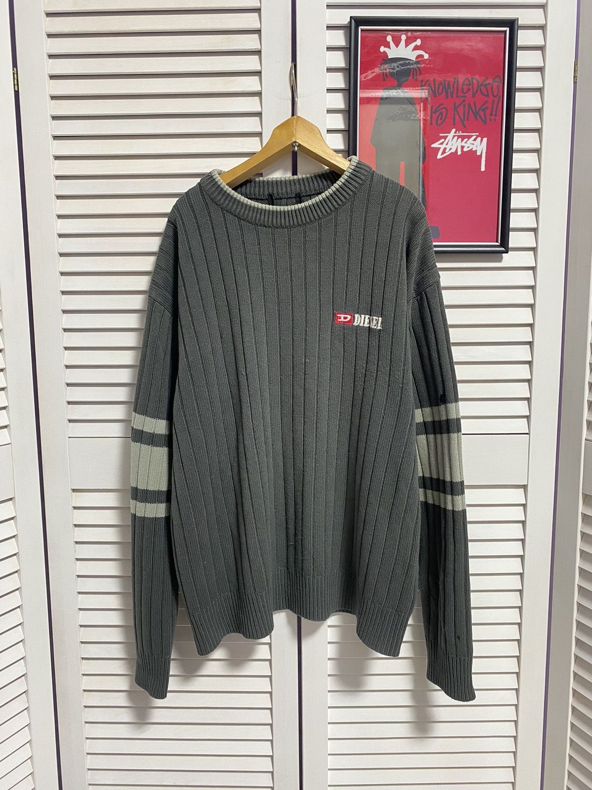 Diesel Vintage Knit Sweater Diesel Striped Opium Faded Style Size US XL / EU 56 / 4 - 2 Thumbnail
