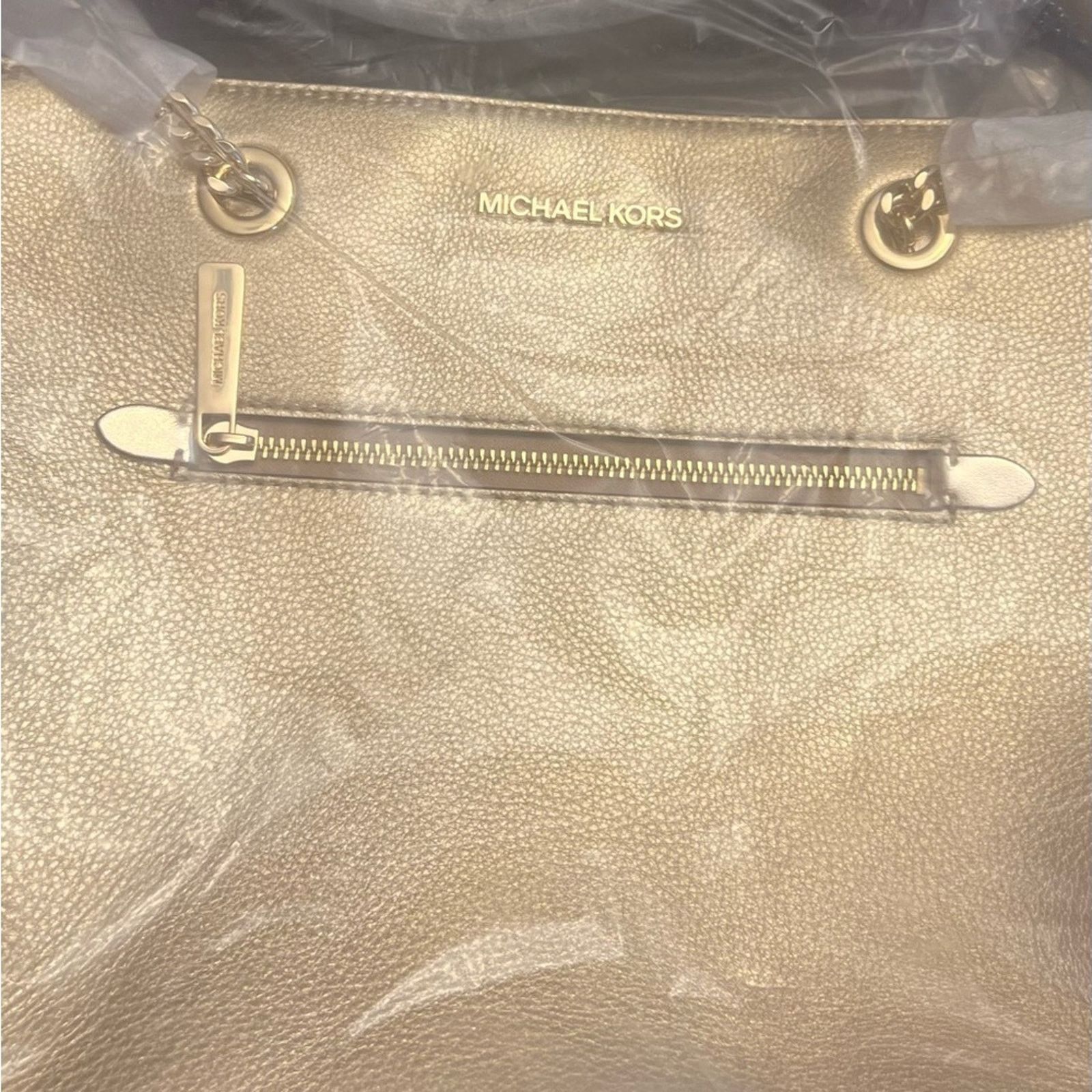 Michael Kors MICHAEL KORS Jet Set Pebbled Leather Chain Tote Bag Gold Size ONE SIZE - 5 Thumbnail