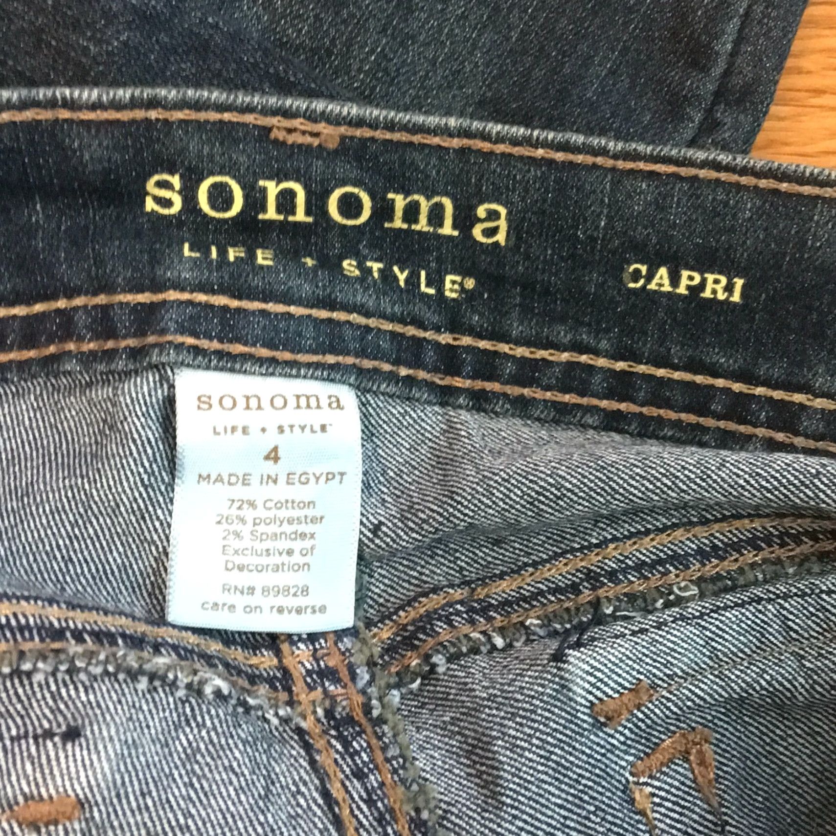 Denime Womens Sonoma Life + Style Straight Cuffed Stretch Blue Denim Capri Jeans Size 4 Size 27" / US 4 / IT 40 - 7 Thumbnail