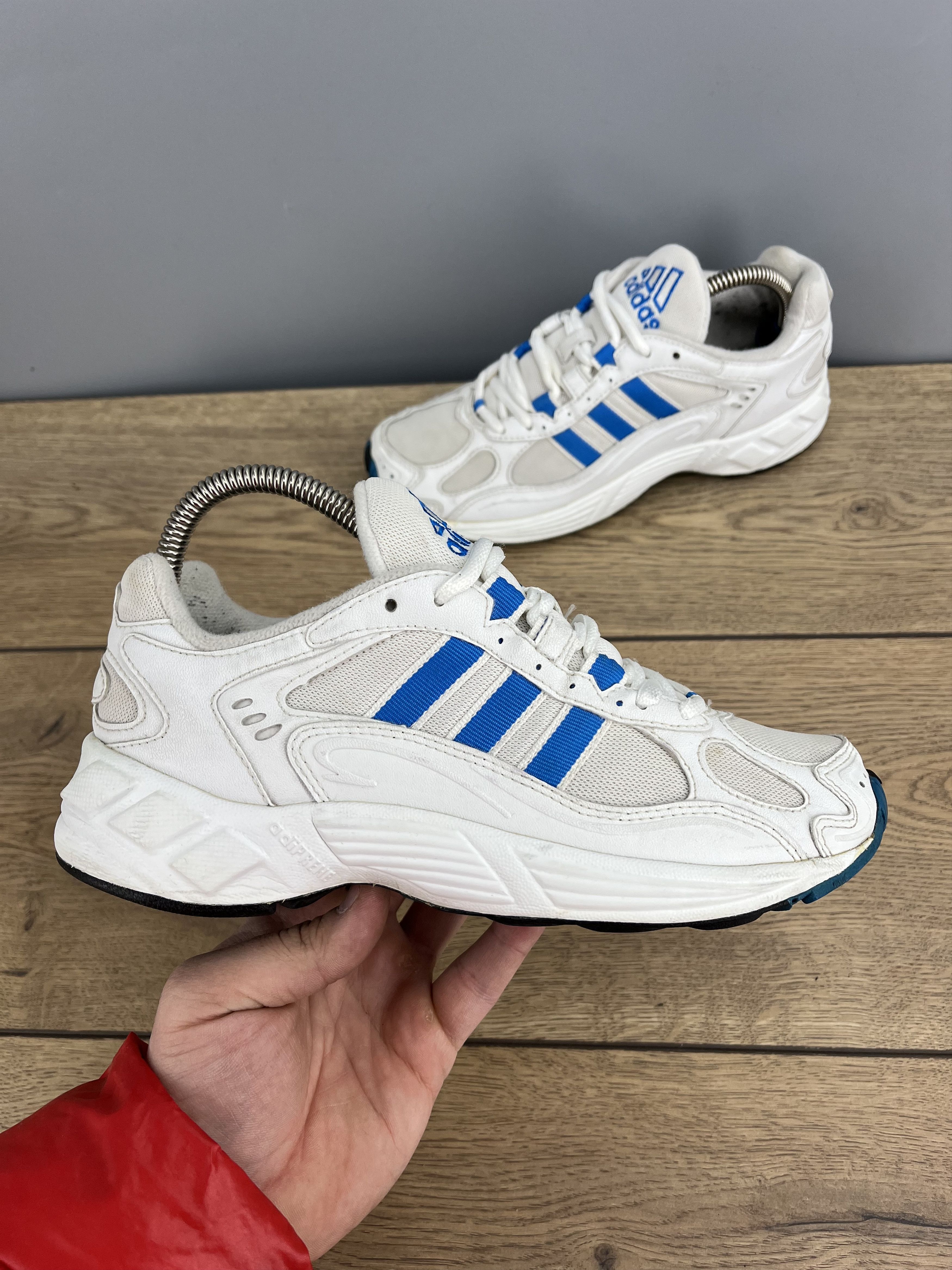 Adidas Vintage 90s Adidas Sneakers White Blue Trainers EU 38 Size US 6.5 / IT 36.5 - 2 Thumbnail
