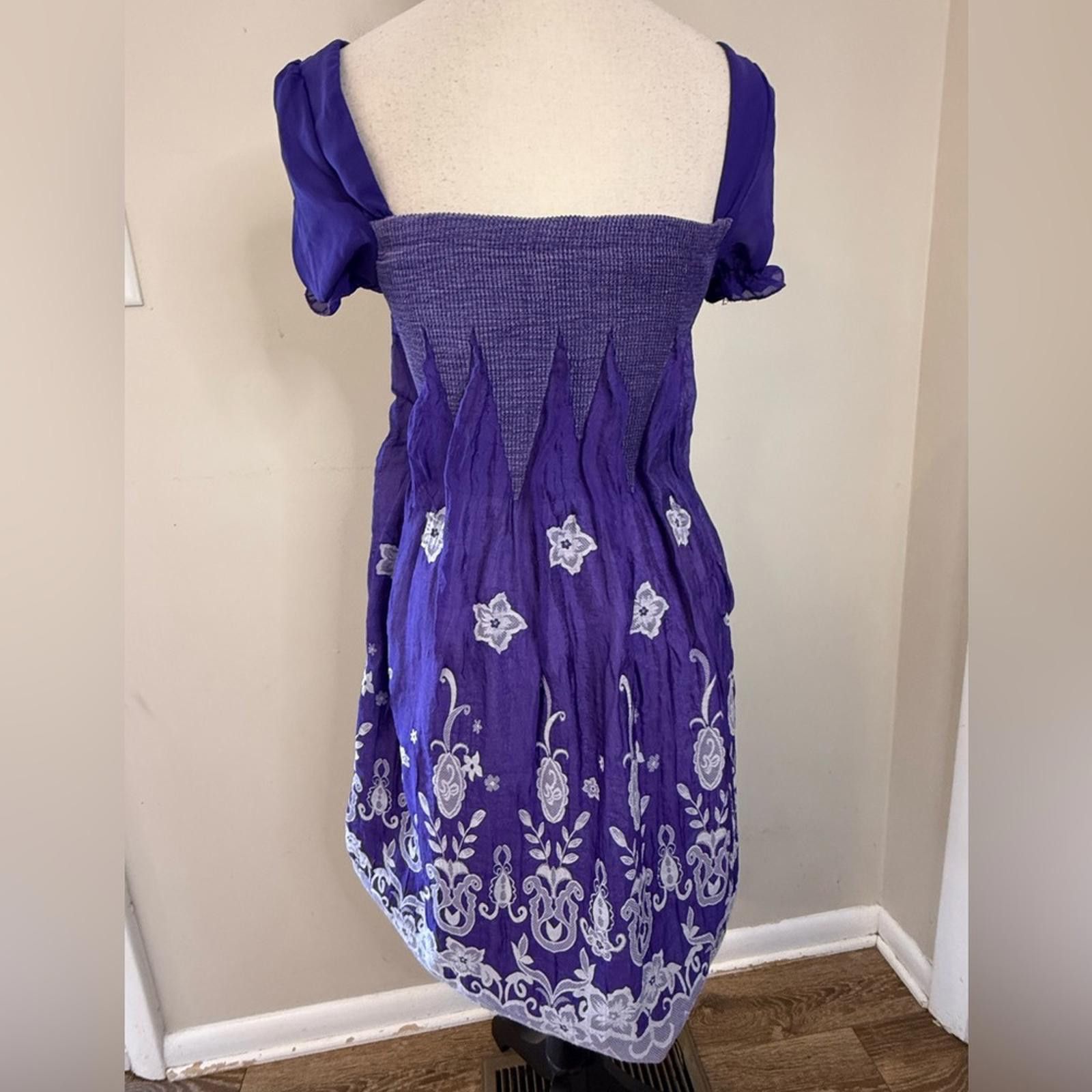 Other MOA purple embroidered floral pleated midi dress SZ 6 Size M / US 6-8 / IT 42-44 - 4 Thumbnail