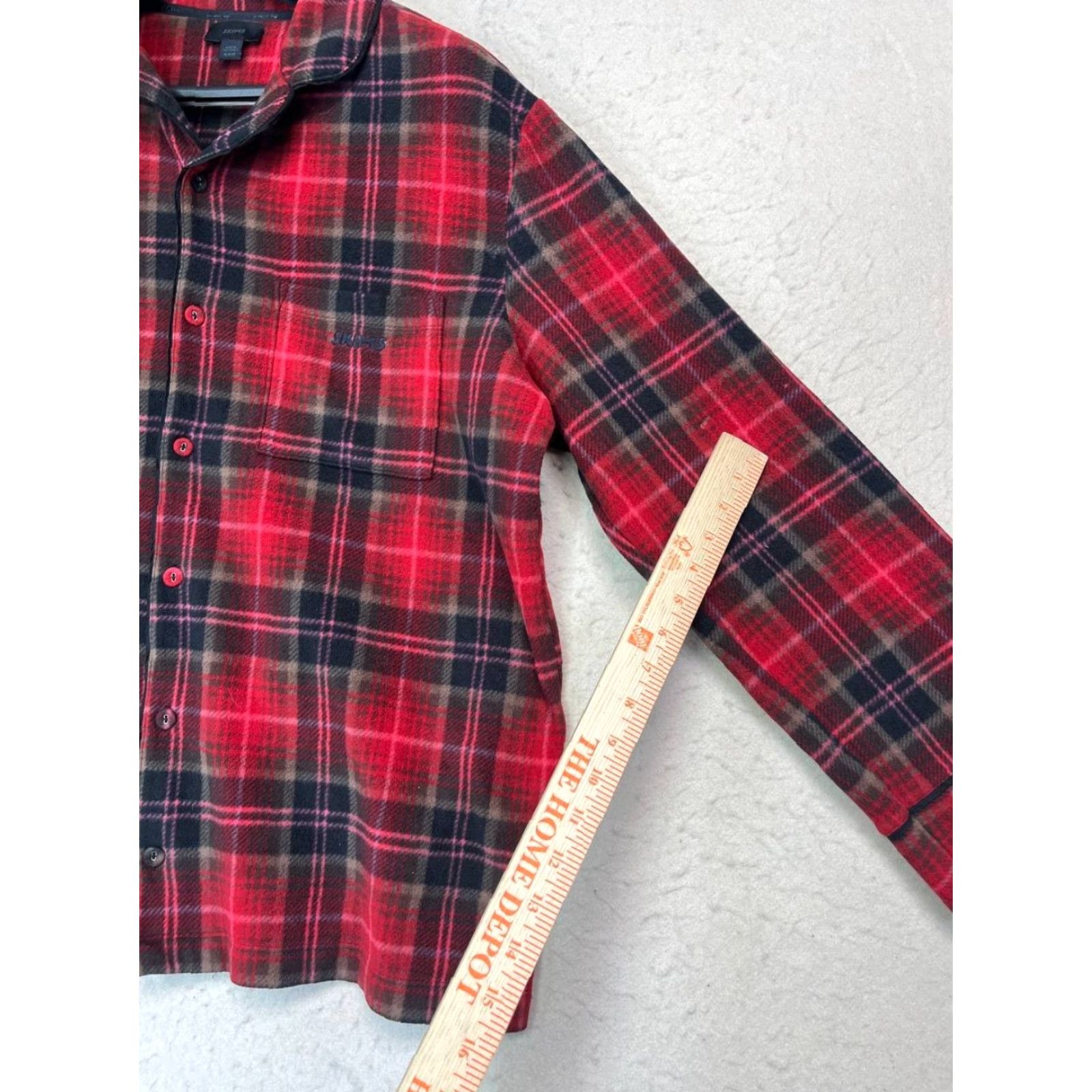 SKIMS SKIMS Flannel Fleece Plaid Button Sleep Lounge Shirt Pajama Top Size M Red Unisex Adults Long Sleeve Collared Pajama Top Size M / US 6-8 / IT 42-44 - 6 Thumbnail