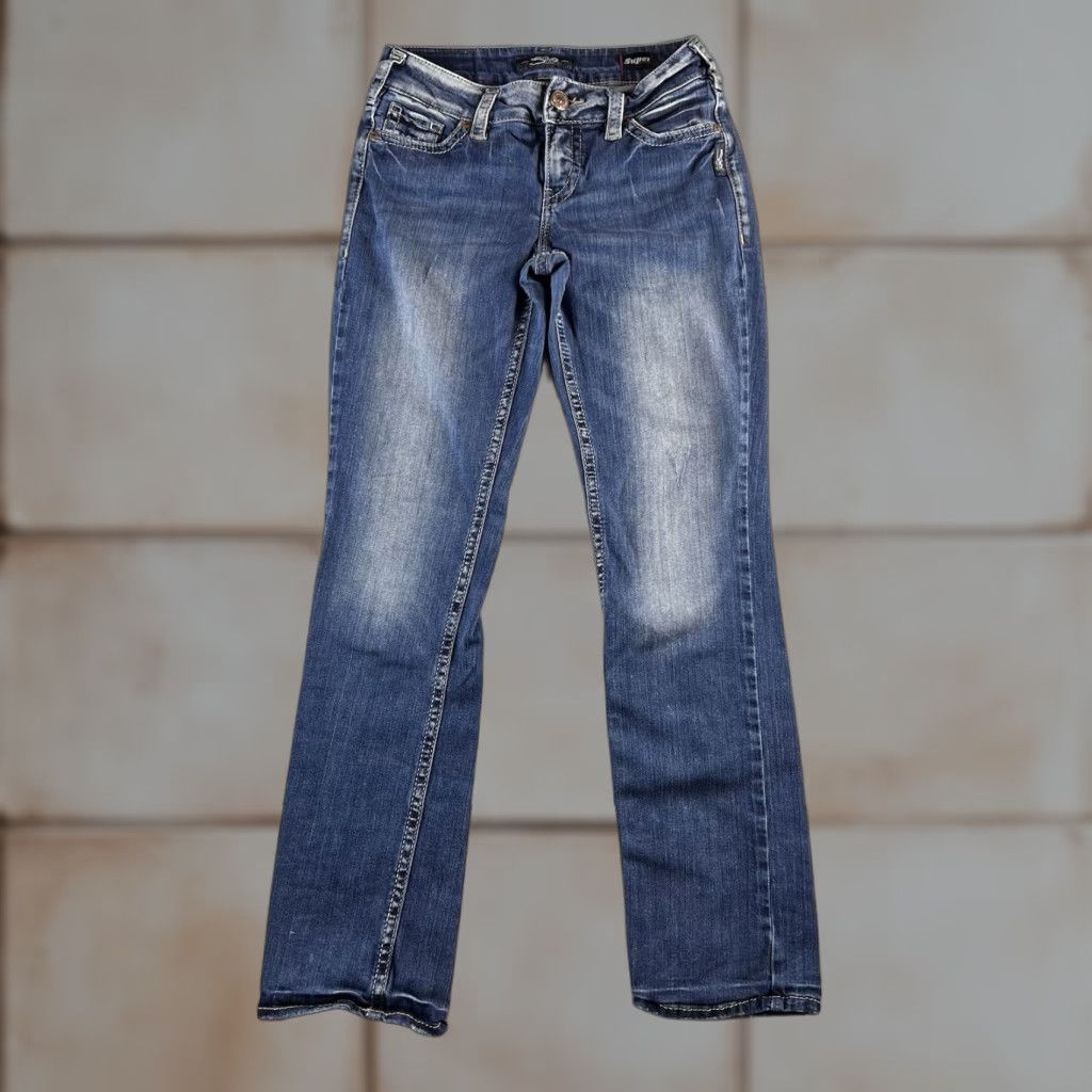 Silver Jeans Co. Silver Jeans Womens 27X32 Jeans 27x29 Blue Dark Wash Suki Mid Straight Stretch Size 27" / US 4 / IT 40 - 1 Thumbnail