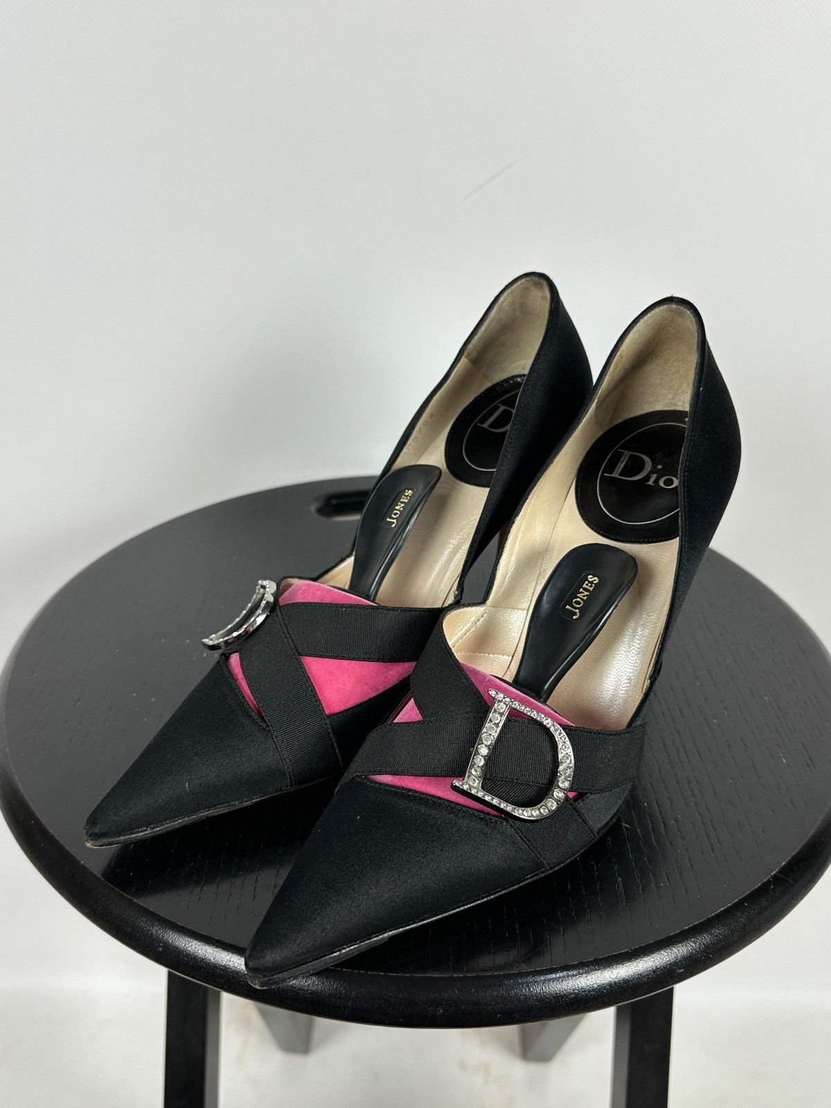 Dior Vintage Dior John Galliano Era Satin Crystal D Logo Heels Size US 8 / IT 38 - 2 Thumbnail
