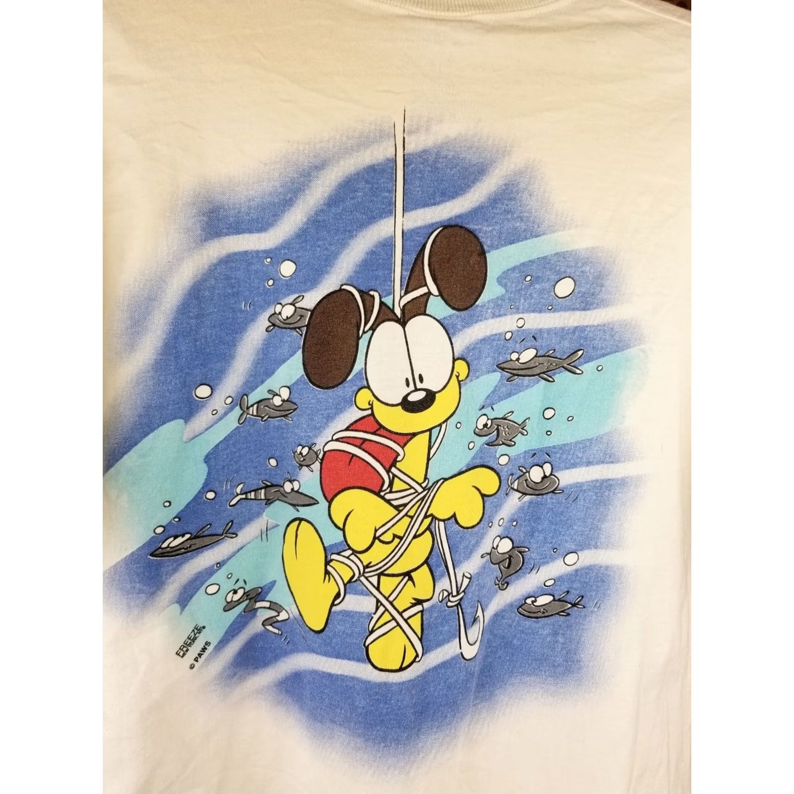 Fruit Of The Loom VINTAGE 96' GARFIELD FISHING BOAT T-SHIRT LARGE ALL OVER PRINT 2 SIDE PRINT Size US L / EU 52-54 / 3 - 7 Thumbnail