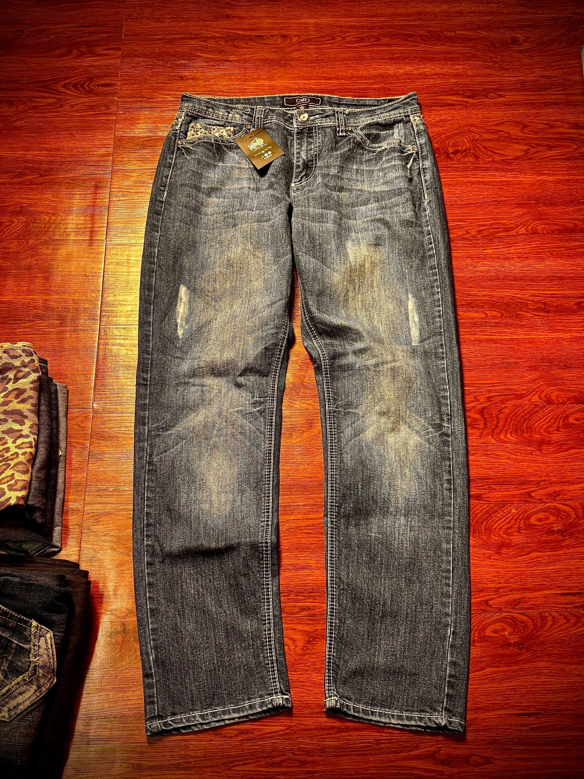 Miss Sixty Vintage Y2K Cato Studded Gold Ring Denim Pants Size 32" / US 10 / IT 46 - 2 Thumbnail