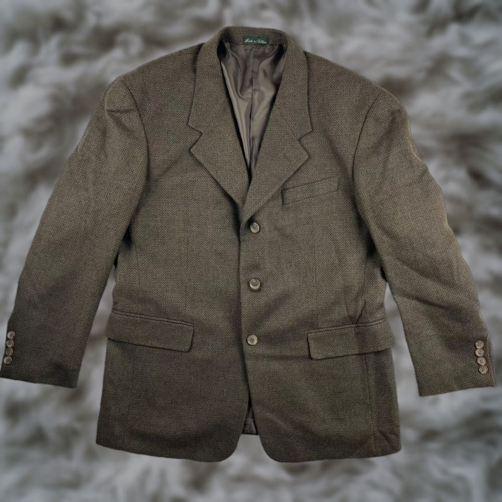 Vintage VTG Hill & Archer Men’s Wool Knit 3/2 Roll Blazer Jacket Brown 40S Size 40R - 1 Thumbnail