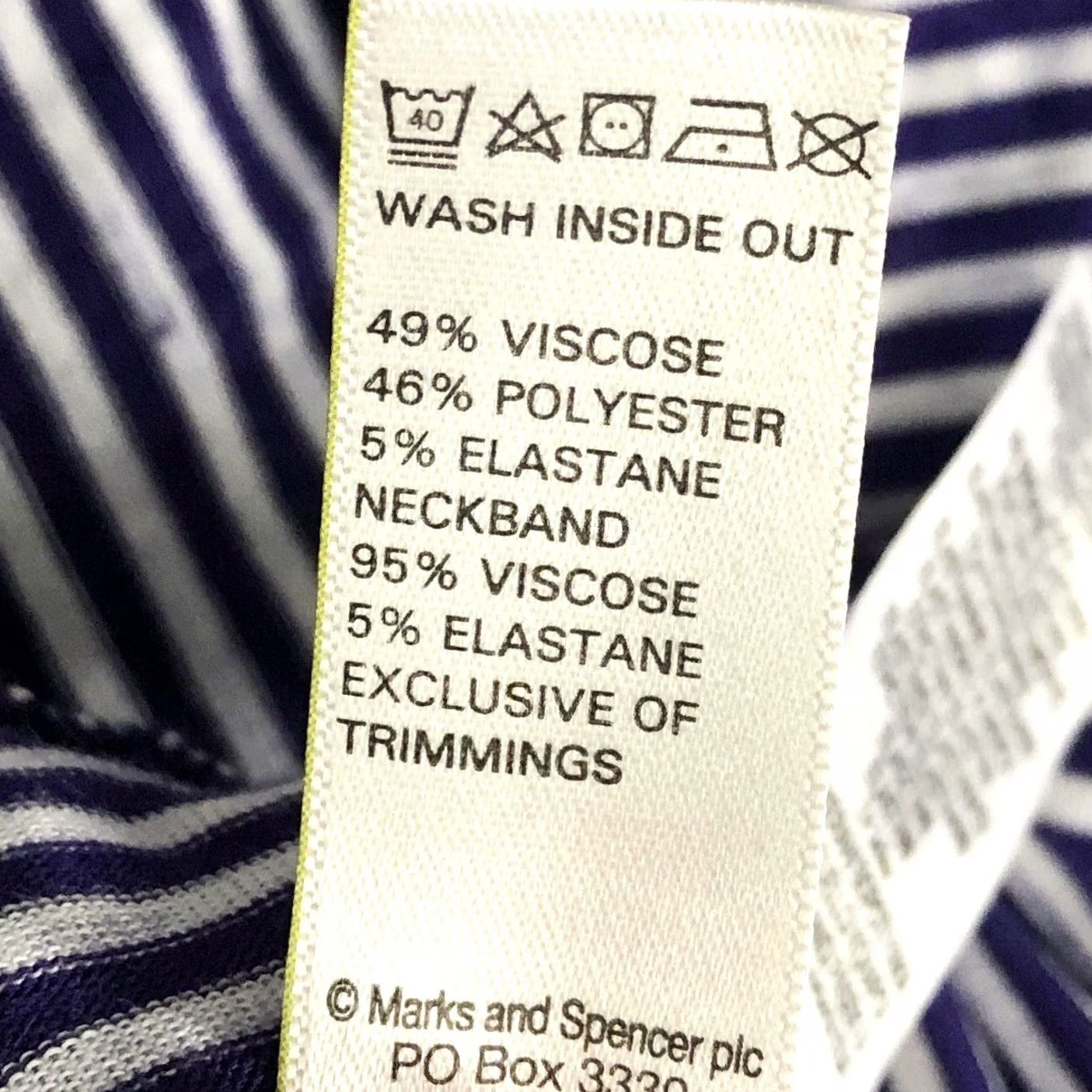 Marks & Spencer M&S Sleep Striped Navy & White 3/4 Sleeve Top UK 16 Womens BNWT Size XXL / US 16-18 / IT 52-54 - 7 Thumbnail