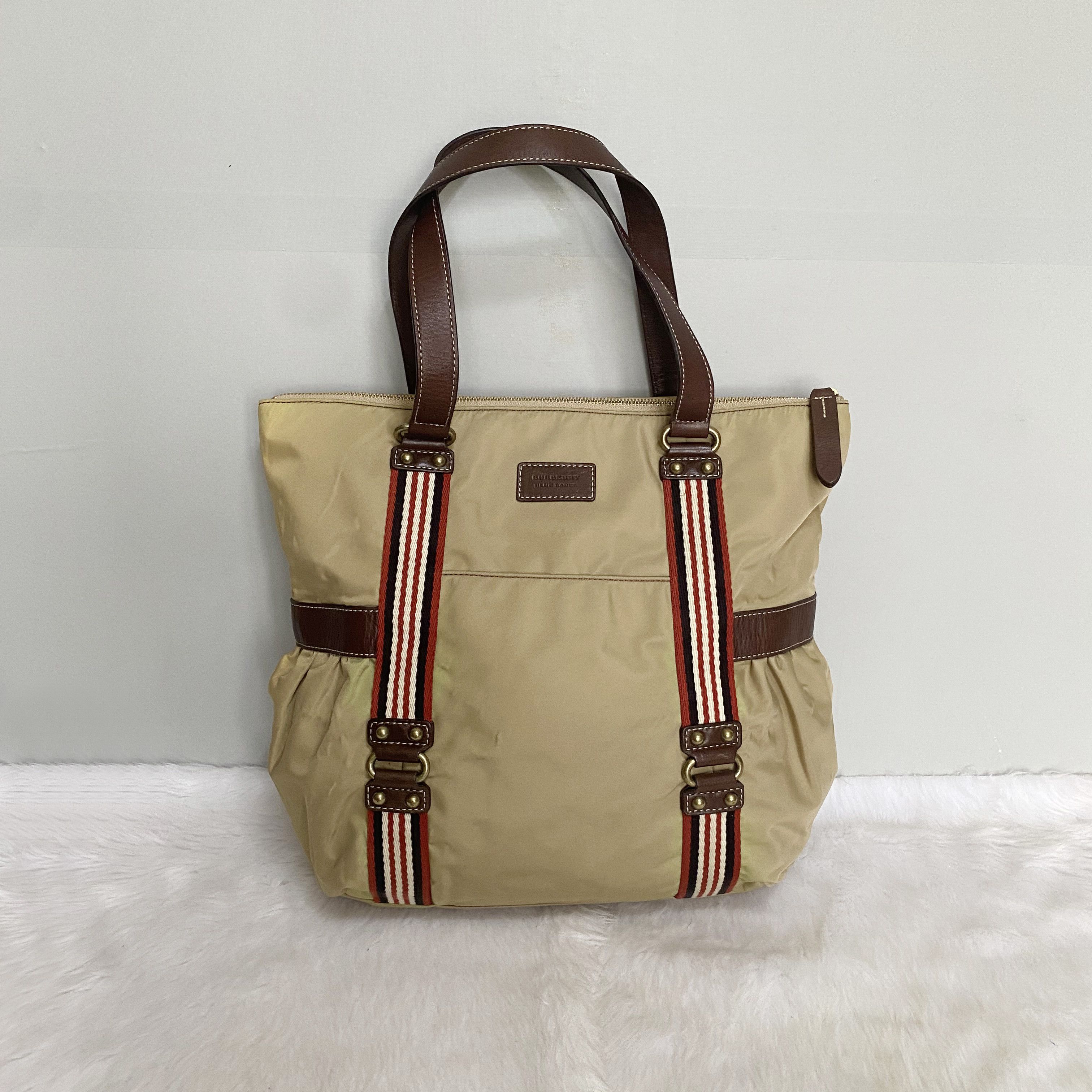 Burberry Blue Label Vintage Brown Nylon Leather Tote Bag Size ONE SIZE - 4 Thumbnail