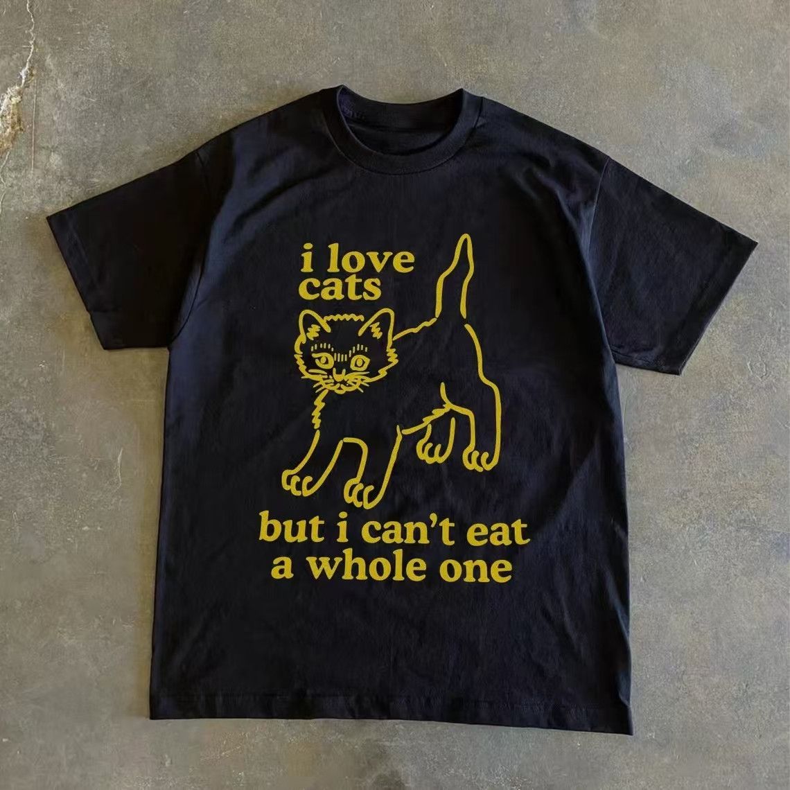 Vintage Black washed vintage cat print cotton t-shirt Size US M / EU 48-50 / 2 - 1 Thumbnail