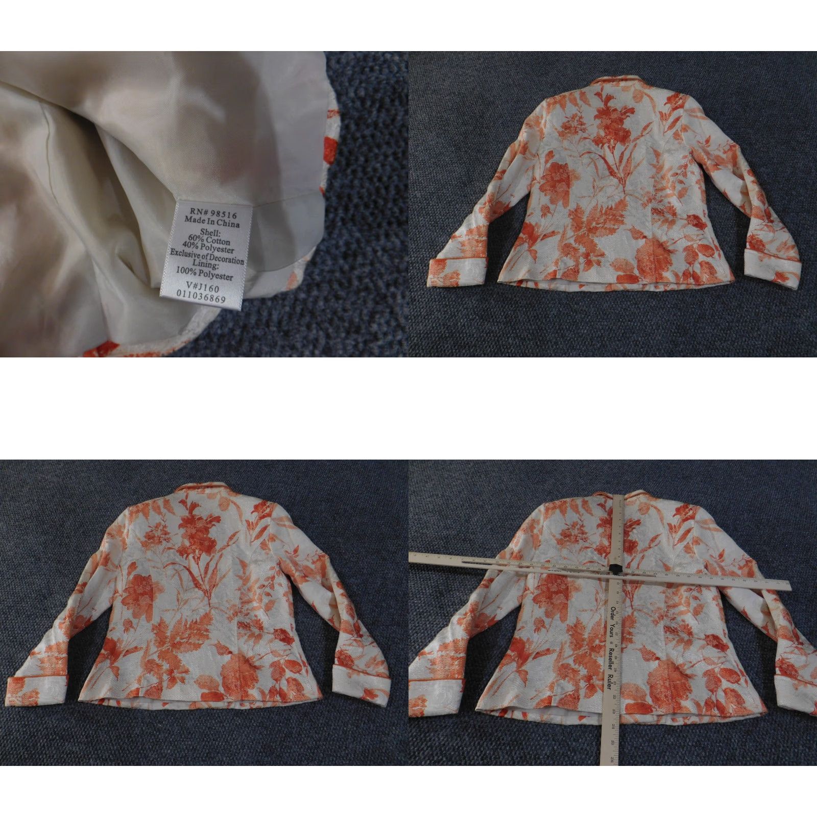 Coldwater Creek Coldwater Creek Blazer Womens Petite 8 White Floral Cotton Blend Button Zipper Tweed Jacket Womens, Blazer, Petite, White, Floral, 8P, Coldwater Creek Size M / US 6-8 / IT 42-44 - 8 Thumbnail