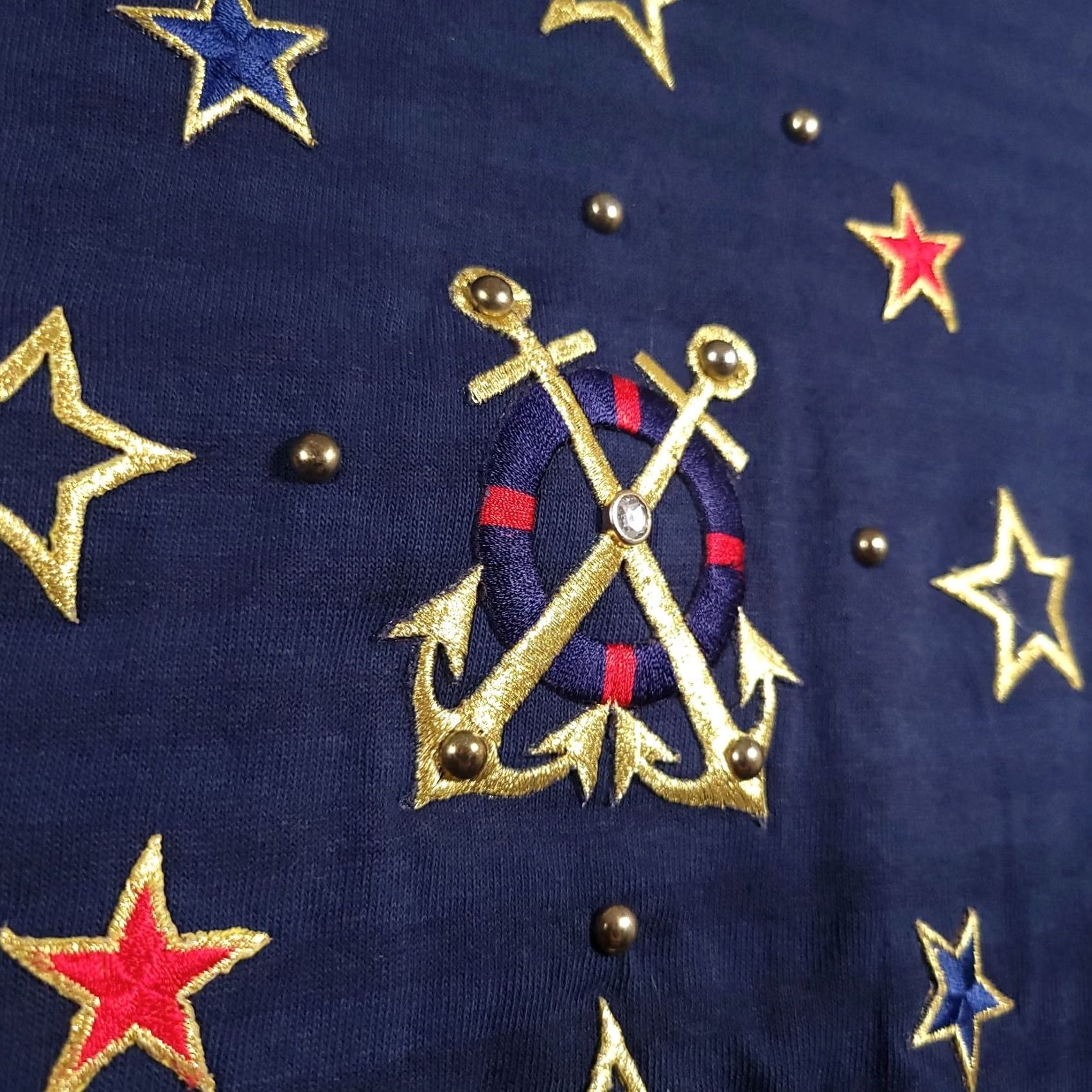 Vintage VINTAGE Moda Bazaar California T Shirt Women's OS One Size Blue Stars Anchors 90s Patriotic Shirt Womens Size ONE SIZE - 5 Thumbnail