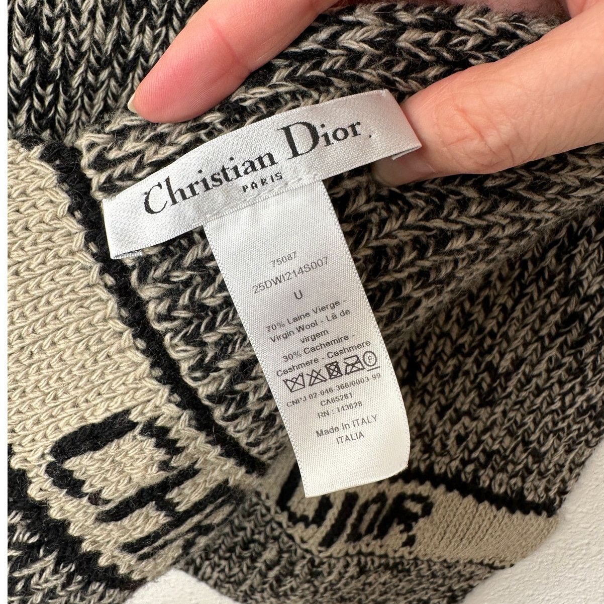 Christian Dior Monsieur Christian Dior Beige Black Marled Wool Cashmere Blend Scarf Size ONE SIZE - 9 Thumbnail
