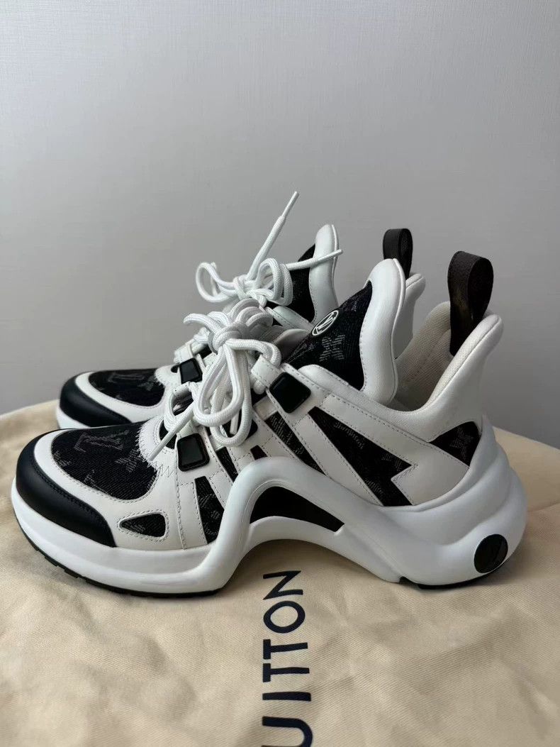 Louis Vuitton Louis Vuitton Black and White Denim Jeans Daddy Shoes Size US 7 / IT 37 - 1 Thumbnail