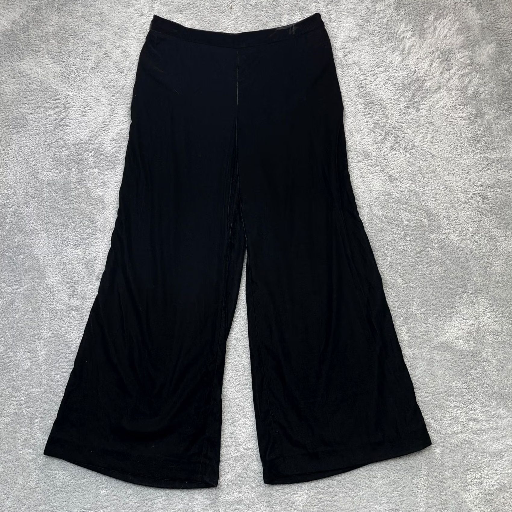 Vintage Antonio Melani Pants Womens 16 Black Velvet Wide Leg Dress Classic Cocktail Size 25" / US 0 / IT 36 - 2 Thumbnail