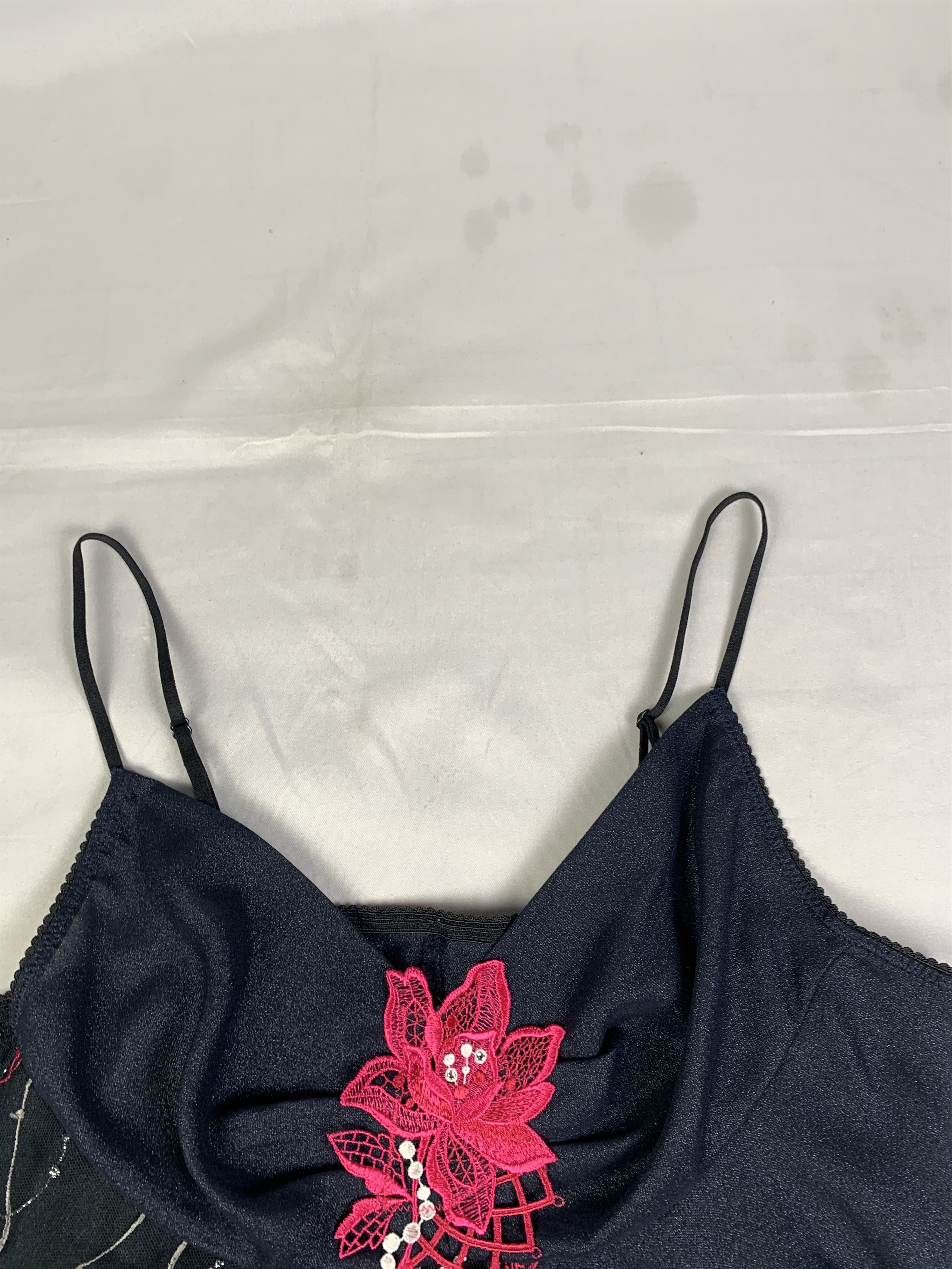 Japanese Brand Salute Flower Embroidered Asymmetrical Glittery Mesh Top (L) Size L / US 10 / IT 46 - 6 Thumbnail