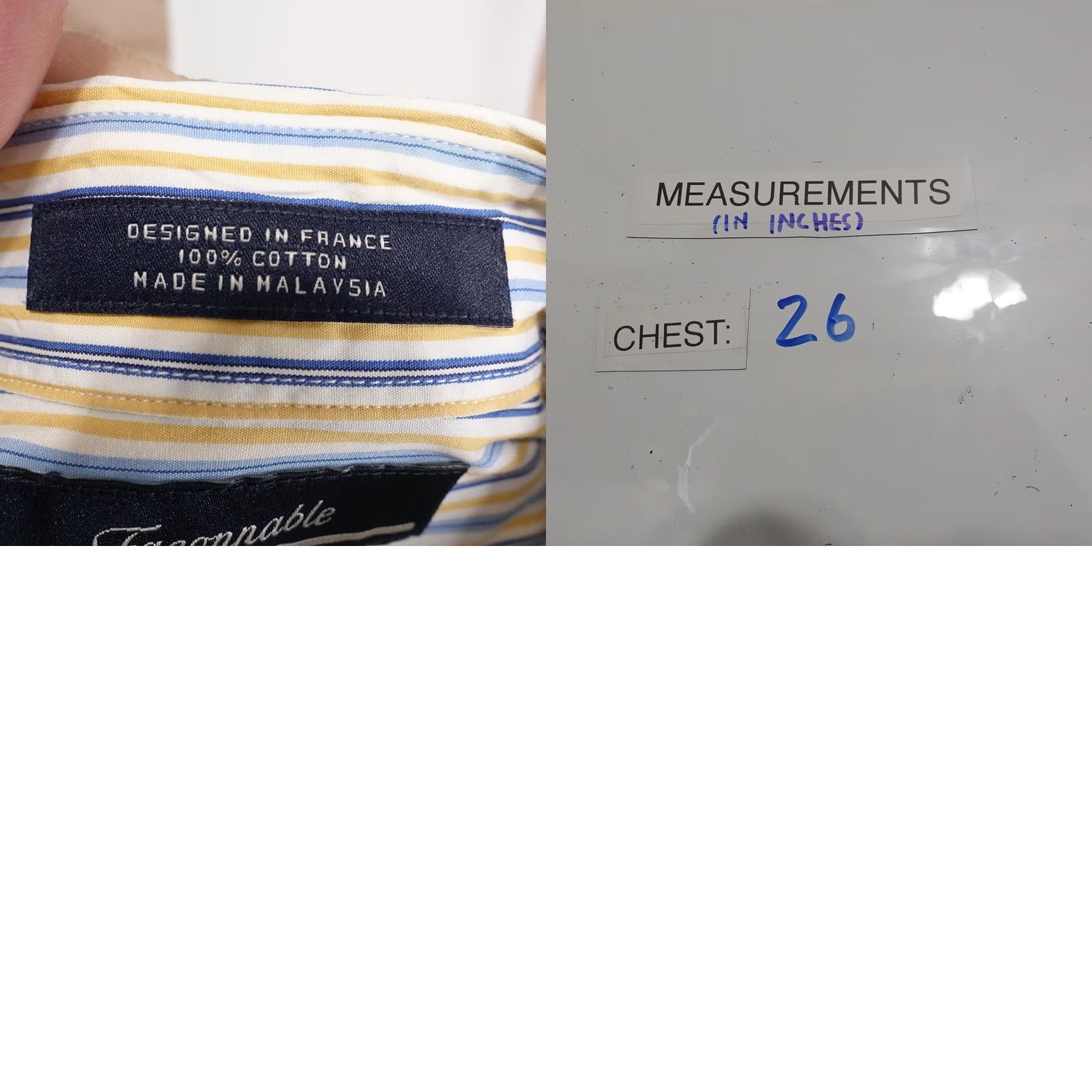 Faconnable Faconnable Shirt XL Yellow Striped Button Down Short Sleeve Casual Mens Size US XL / EU 56 / 4 - 8 Thumbnail
