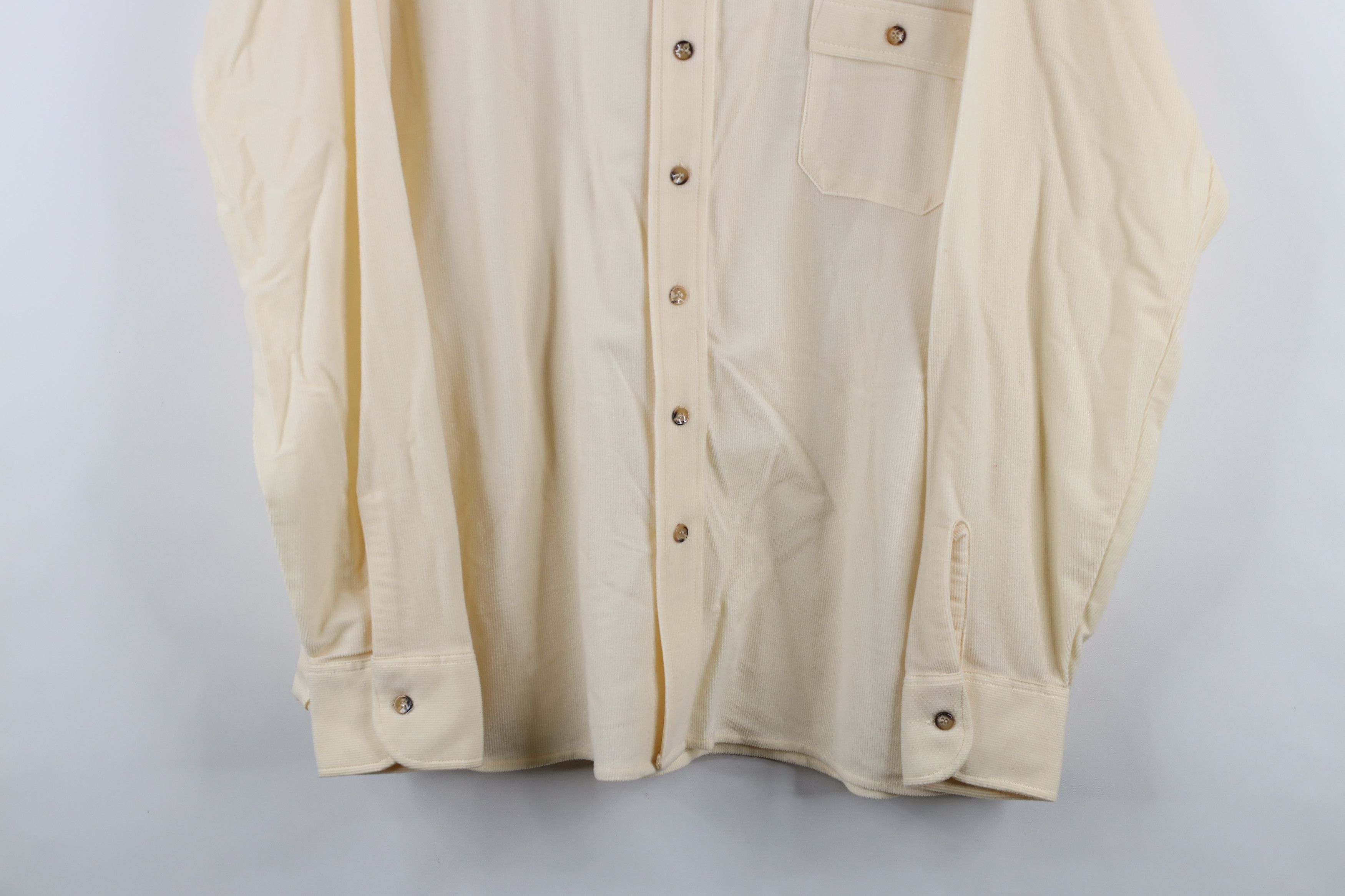 Vintage Vintage 60s 70s Streetwear Corduroy Button Shirt Cream Size US L / EU 52-54 / 3 - 3 Thumbnail