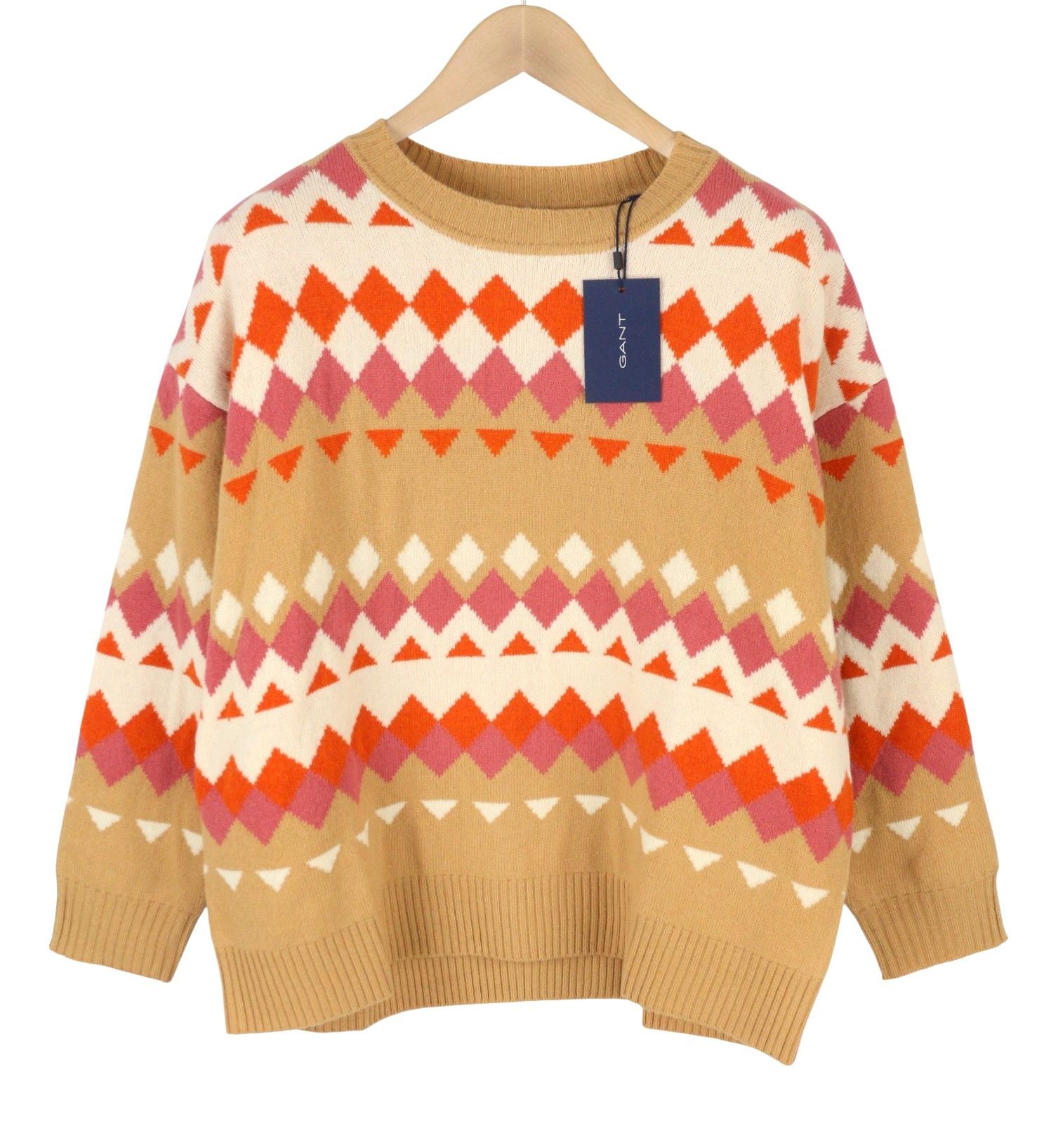 Gant FAIRISLE C-NECK L Toffee Beige Wool Cashmere 88073 Size L / US 10 / IT 46 - 3 Thumbnail