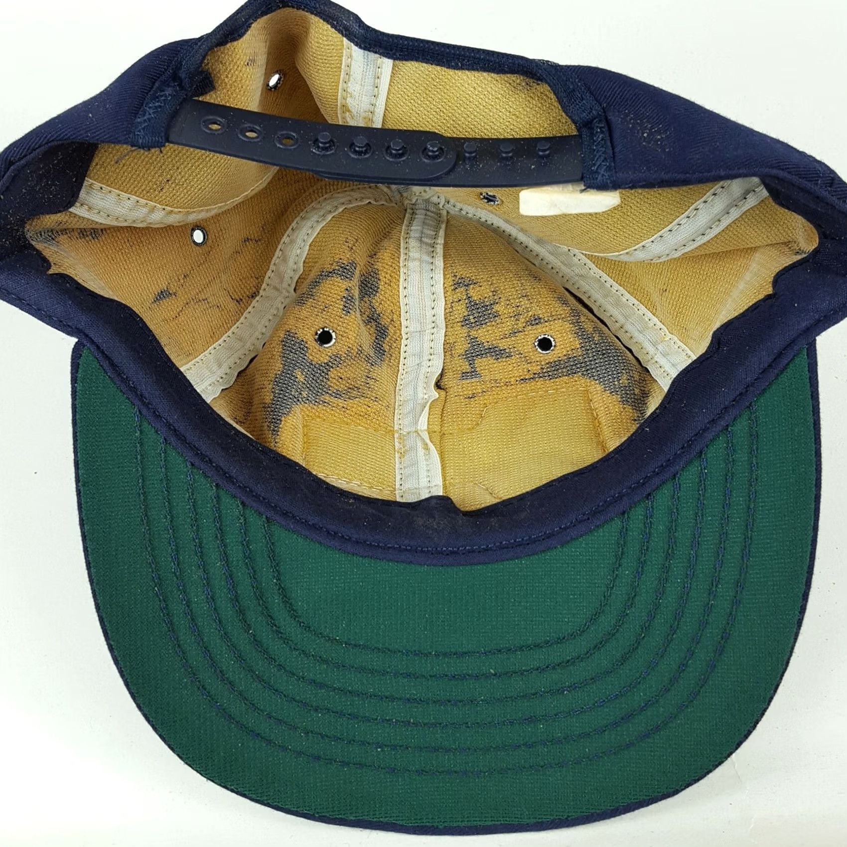 Denime VINTAGE Maymead Farm Denim USA Made Trucker Hat Snapback Retro Cap Patch Hat Adjustable Blue 80s Farming Work Mens Size ONE SIZE - 6 Thumbnail