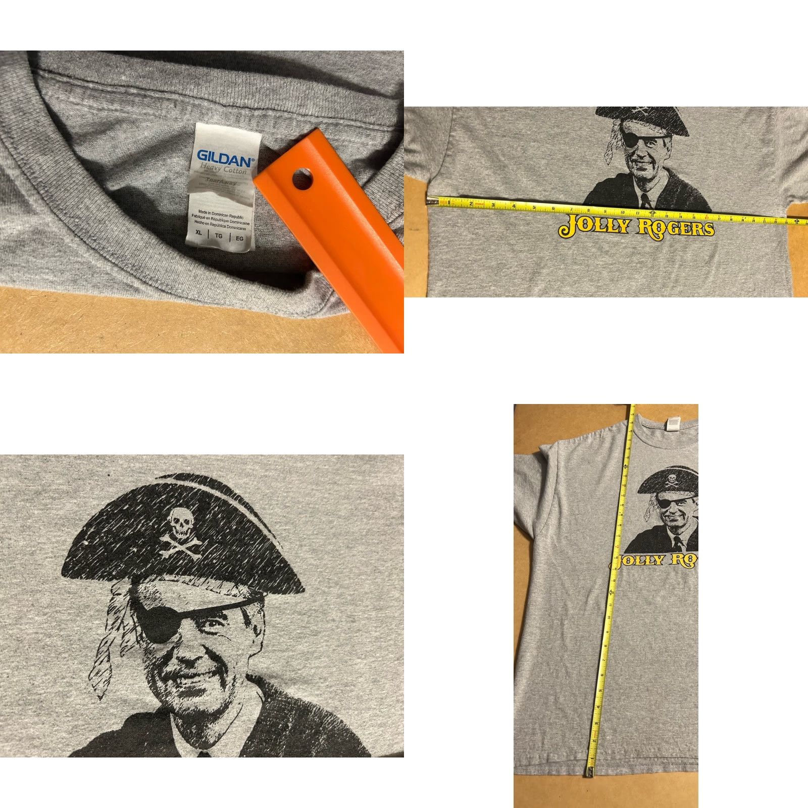 Gildan Gildan T-Shirt Pittsburgh Pirates Jolly Rogers Crew Neck Men XL Gray Short Sleeve Sports Vintage No Size US XL / EU 56 / 4 - 9 Thumbnail