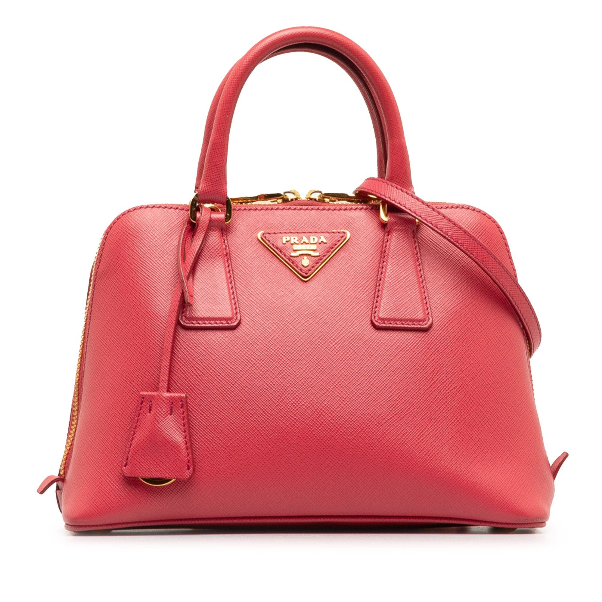 image of Prada Small Saffiano Lux Promenade Satchel in Pink, Women's
