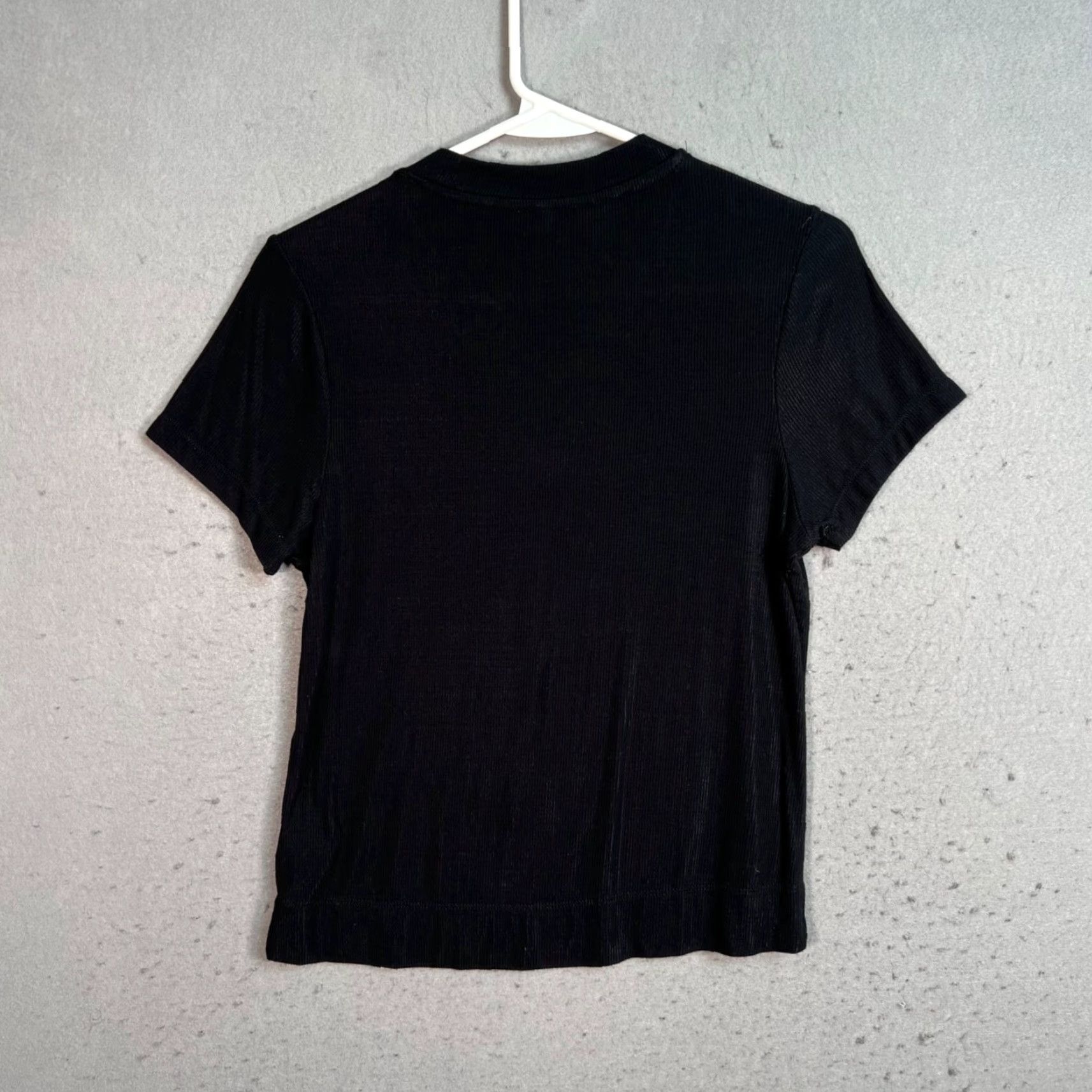 Z Supply Z Supply Women’s Black Short Sleeve Ribbed Knit T-Shirt Size Small Adult S Stretch Rayon Spandex Size S / US 4 / IT 40 - 2 Thumbnail