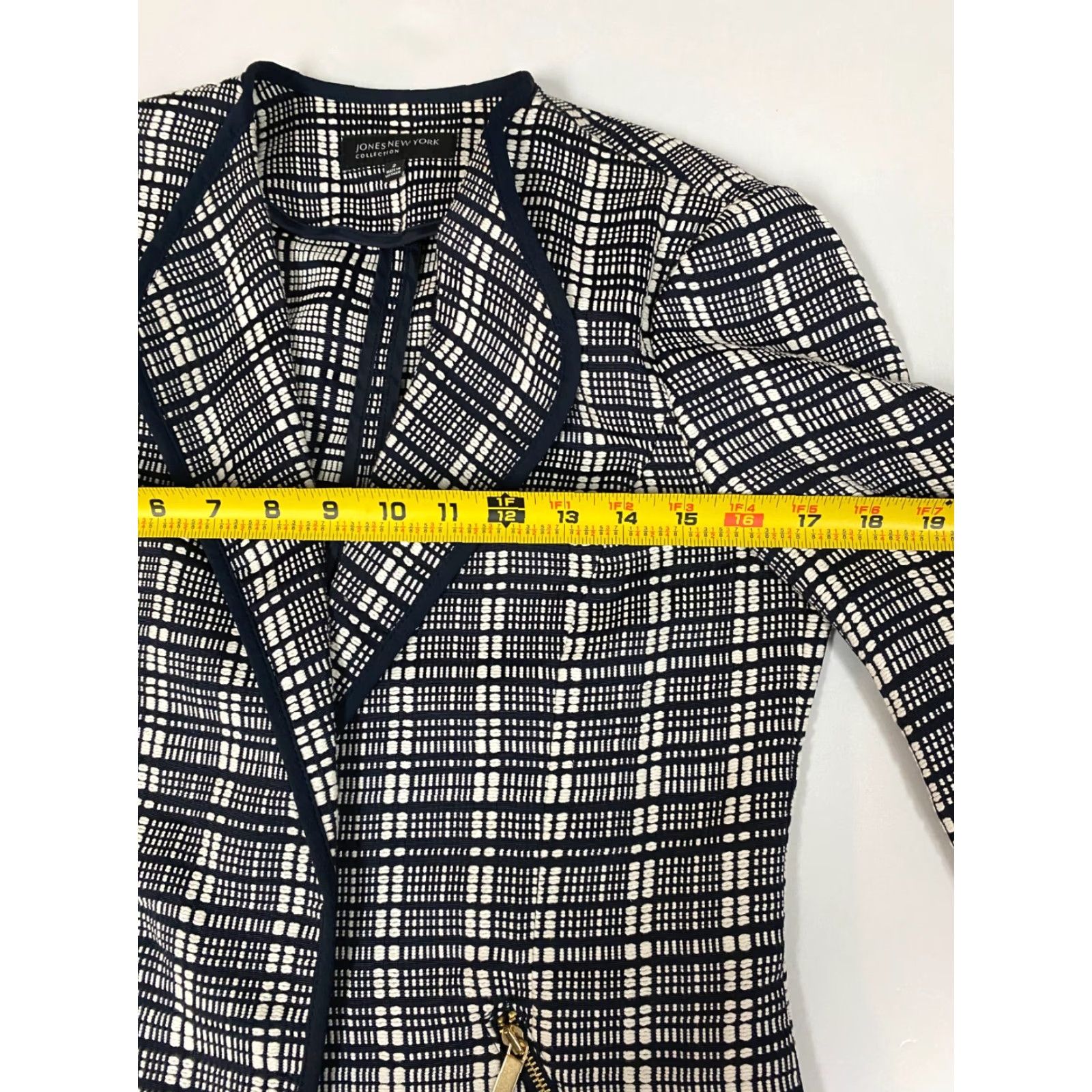 Jones New York Jones New York Blazer Womens 2 Blue Plaid Open Chest Mid-Length Tweed Polyester Jacket Blazer Size XS / US 0-2 / IT 36-38 - 5 Thumbnail