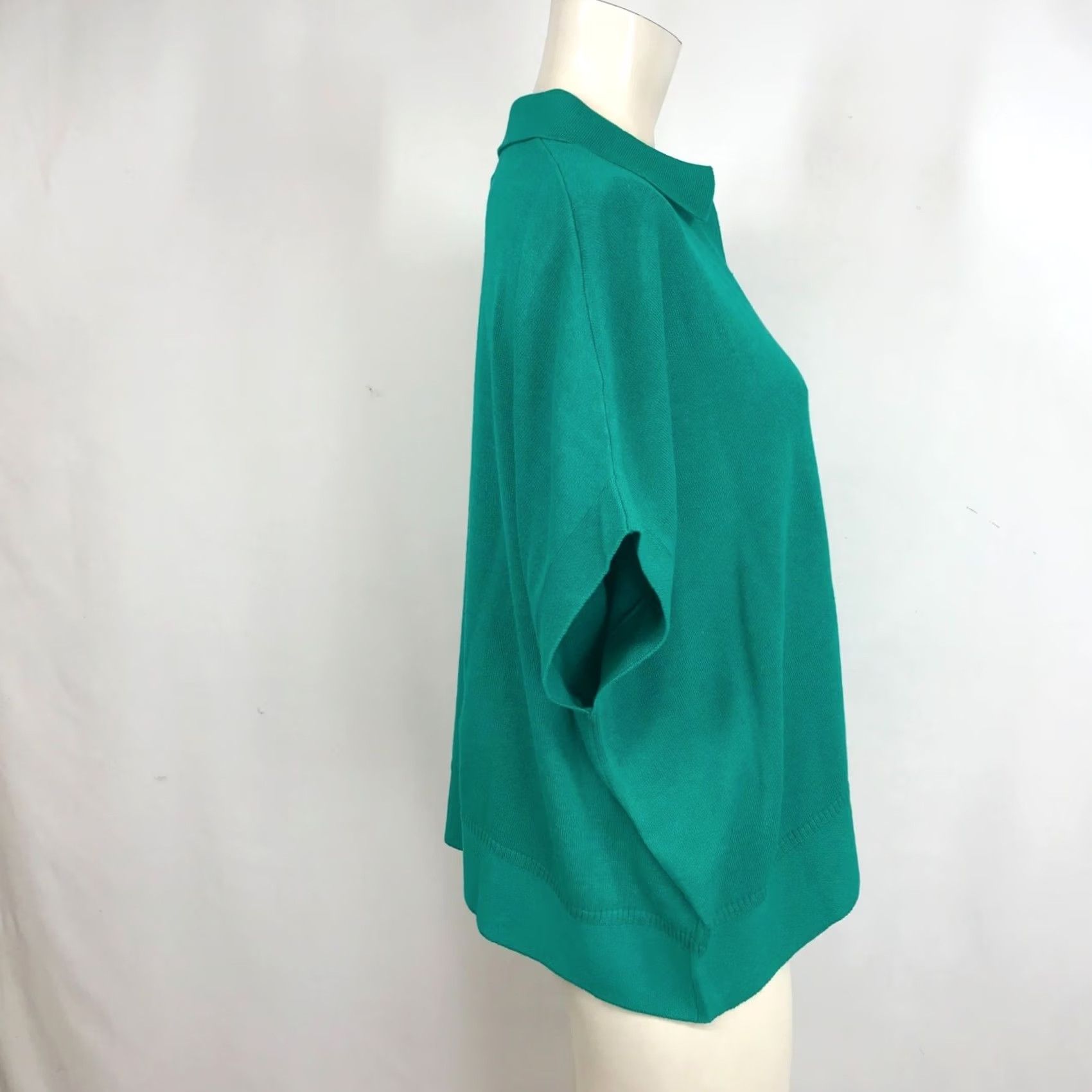 Banana Republic BANANA REPUBLIC Womens XS/S Green V NECK COLLARED Cotton-Linen Blend TOP Size XS / US 0-2 / IT 36-38 - 4 Thumbnail