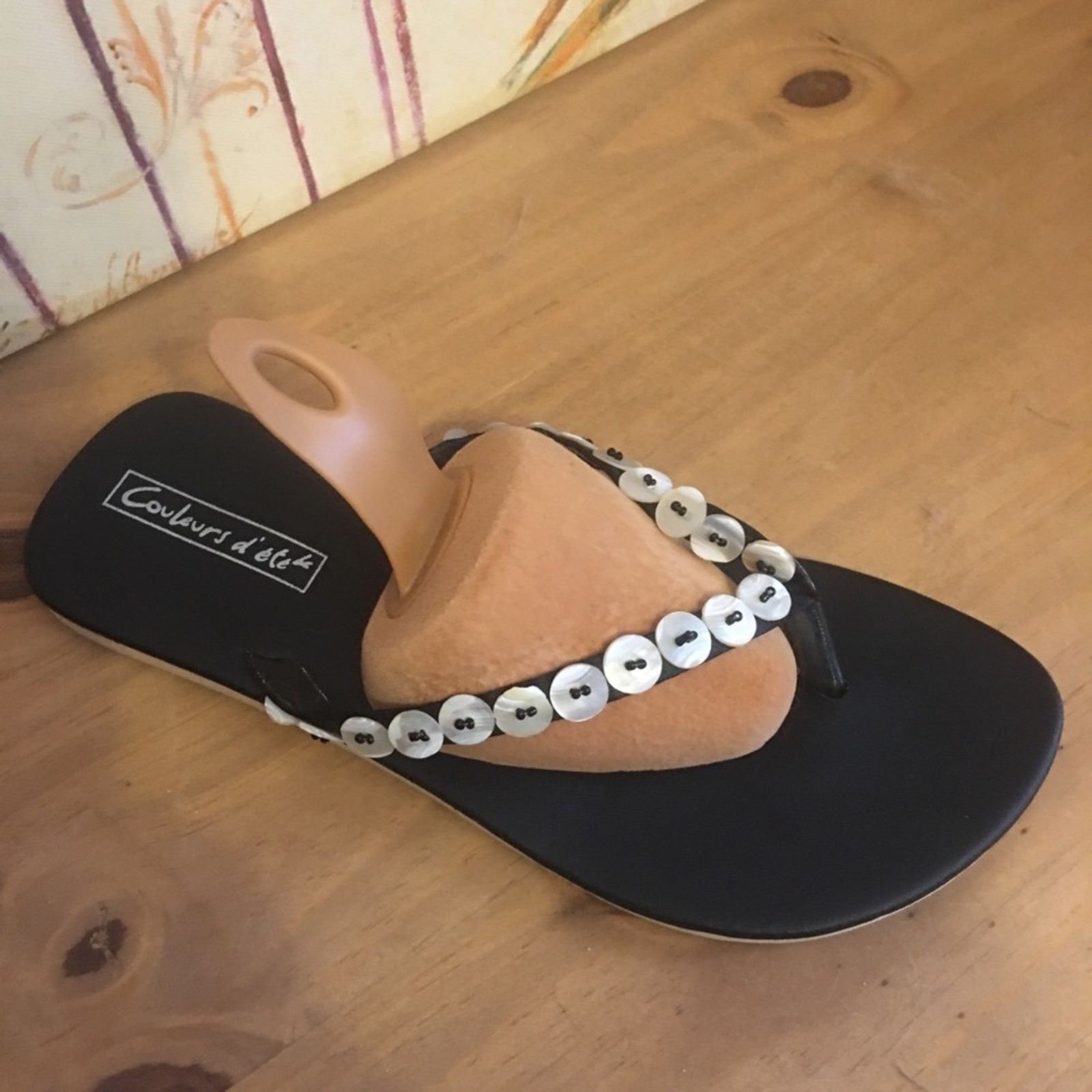 Other Couleurs d’ete black thong sandals bead detail Size US 8.5 / IT 38.5 - 3 Thumbnail